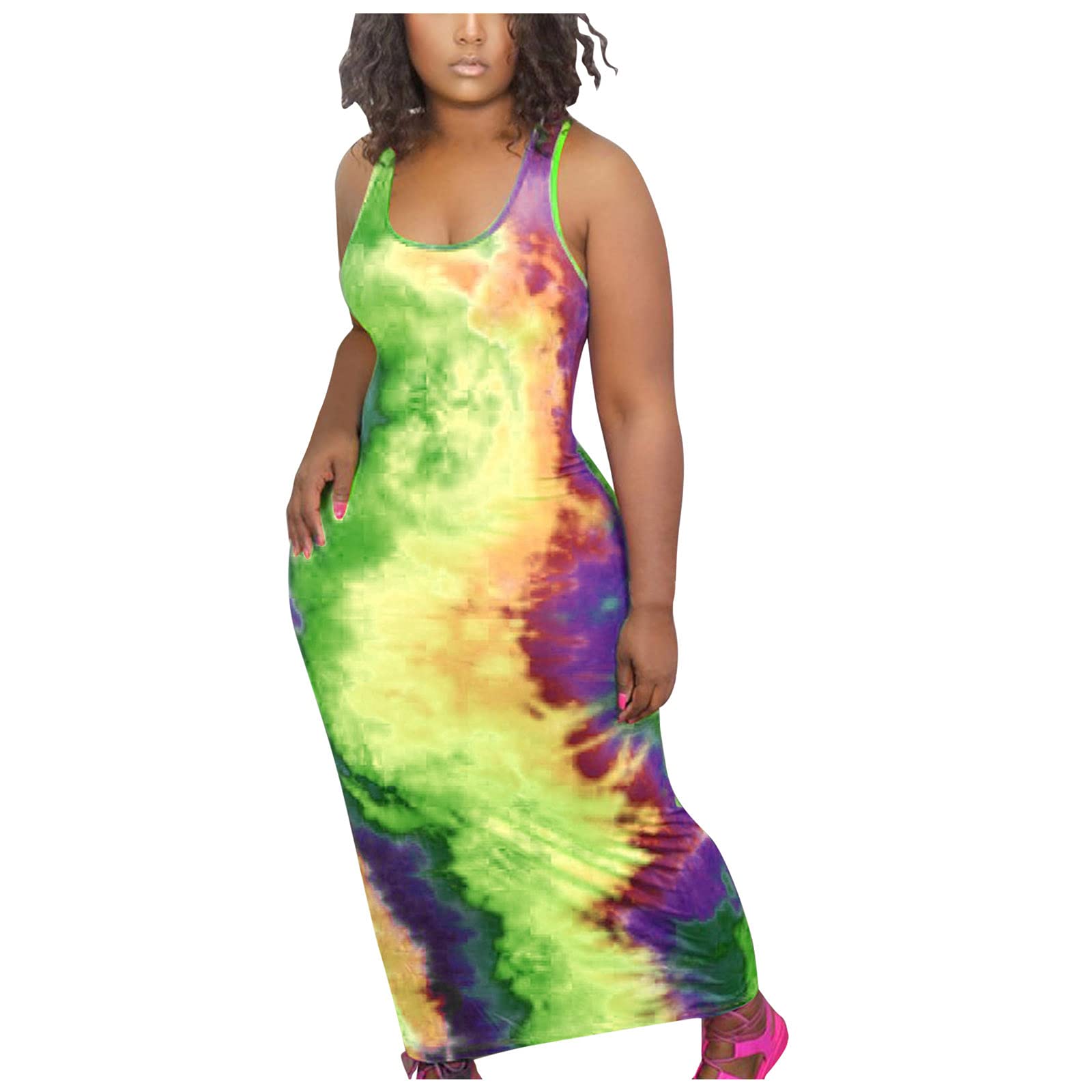 Elegant Tie-Dye Sundress for Wedding Guest - Floral Boho Sleeveless Women's Dress for Summer | Perfect for Beach Weddings, Garden Parties & Vacation Outfits