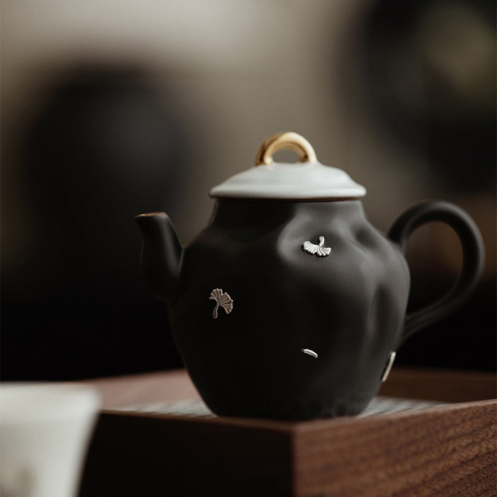 Handmade Black Ceramic Chinese Teapot - Unique Irregular Design for Gongfu Tea Brewing | Perfect for Tea Ceremonies, Home Decor & Gift Giving