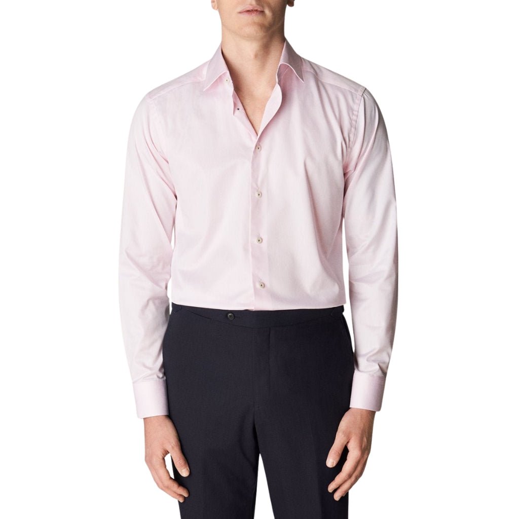 ETON Men's Geometric Twill Long Sleeve Dress Shirt - Classic Fit, Single Cuff, Pink - Perfect for Business Casual, Office Wear & Formal Occasions