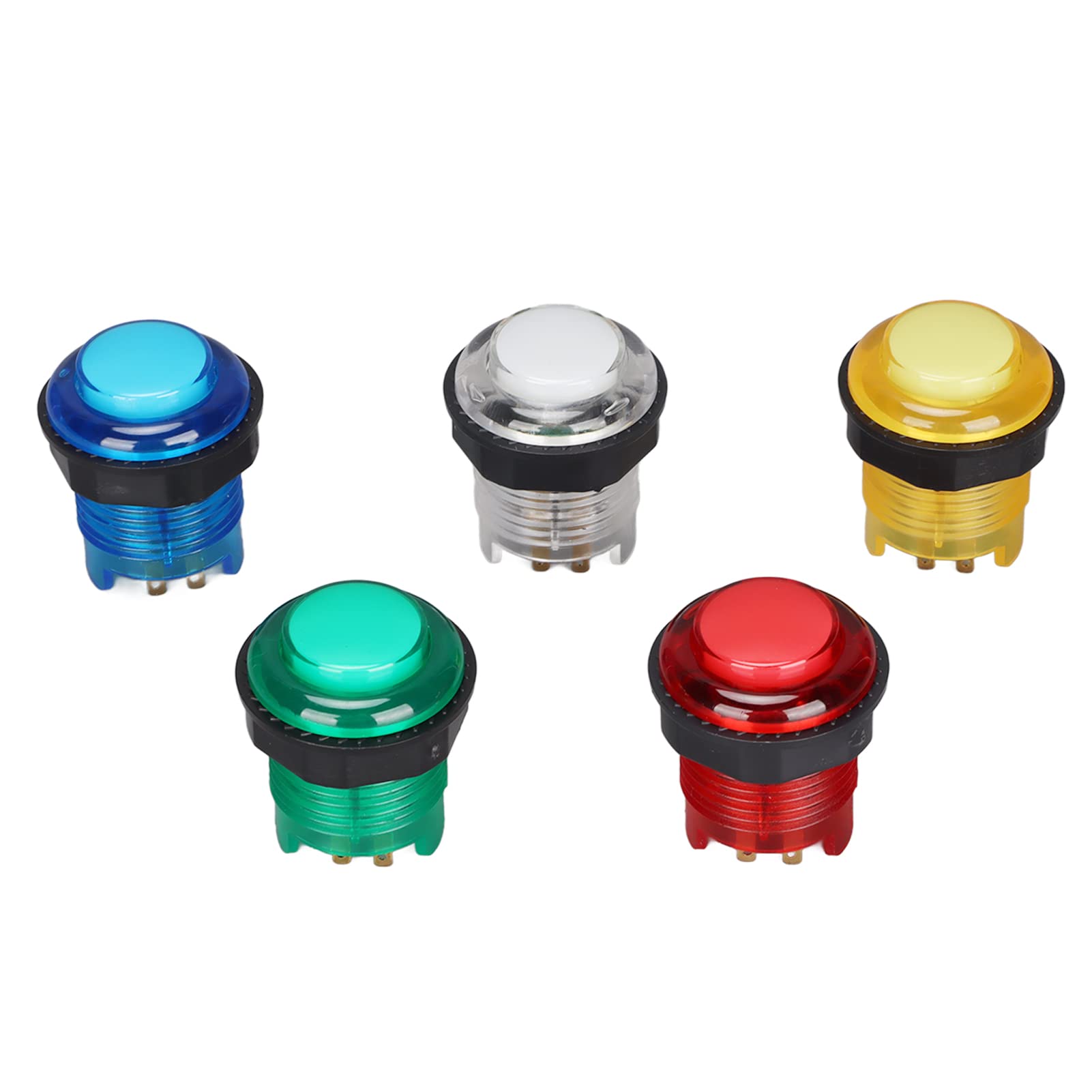 5-Pack 28mm LED Illuminated Push Buttons - 5V Round Arcade Buttons for MAME, JAMMA, Fighting Games & DIY Arcade Cabinets - Perfect for Home Arcades, Gaming Consoles & Retro Game Builds