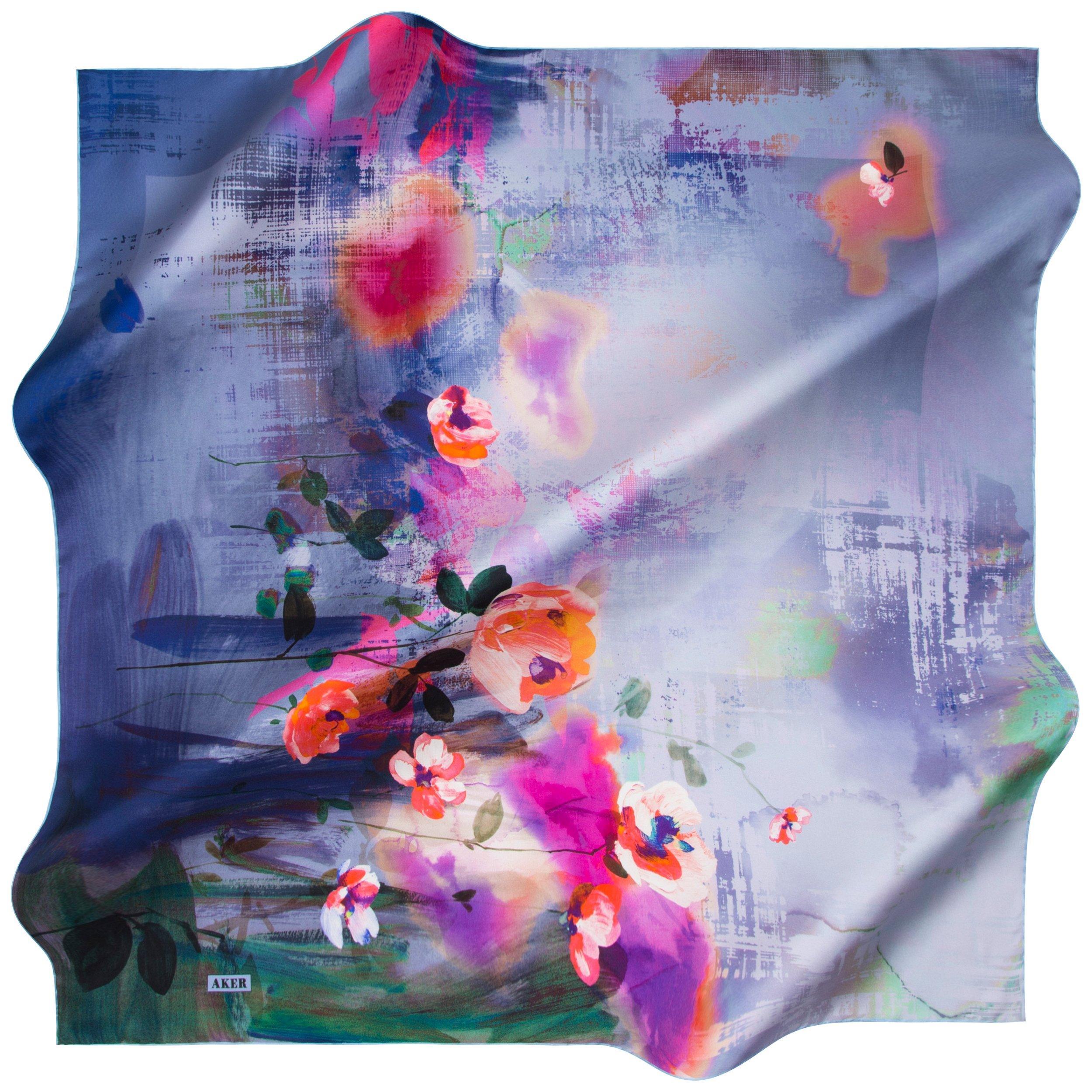 Aker Watercolor Silk Hair Wrap No. 21 - Soft & Luxurious Hair Protection for Sleeping, Travel & Styling - Perfect for Women with Curly, Straight or Damaged Hair