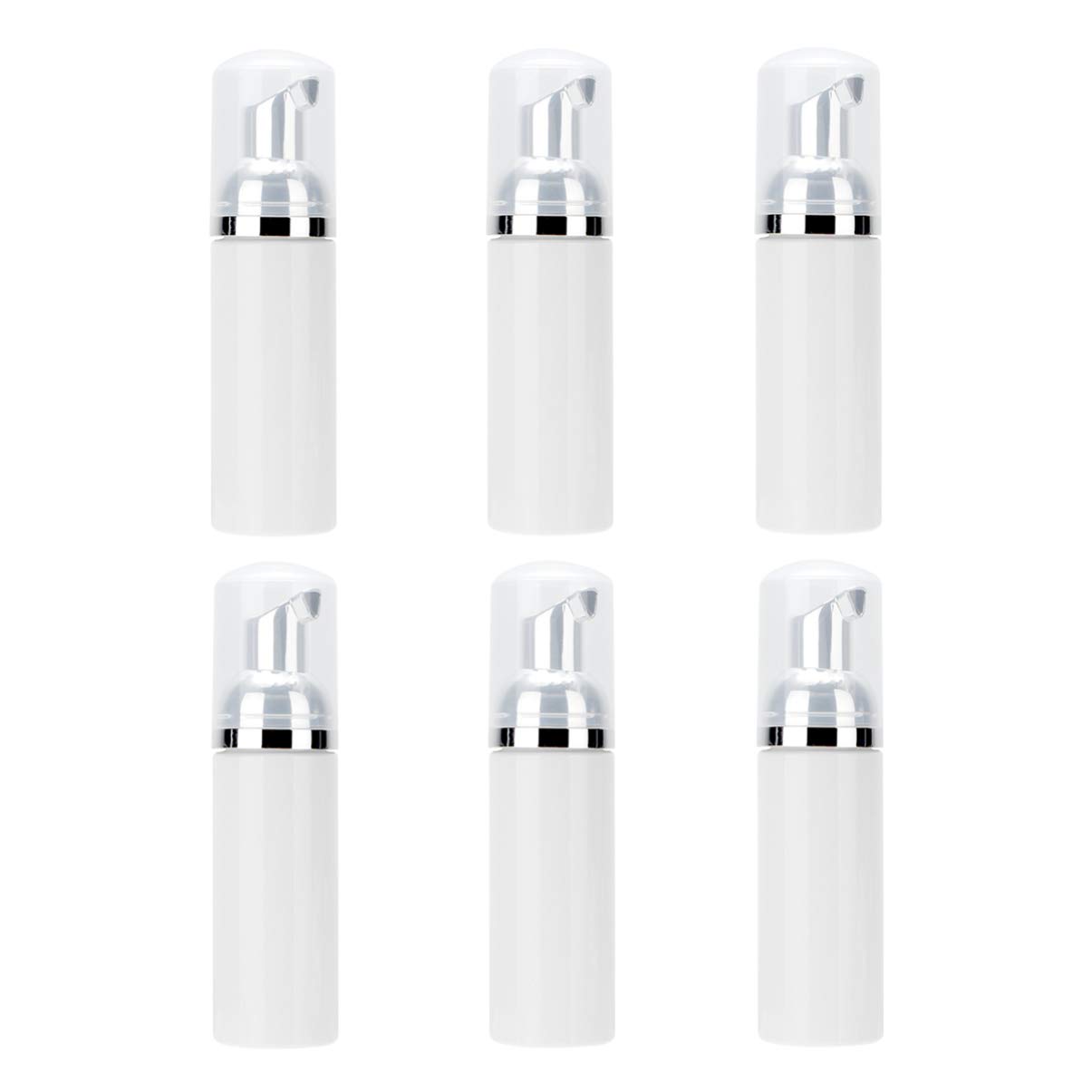 Beaupretty 6pcs Refillable Foam Dispenser Bottles with Silver Pump Head - Plastic Lotion Containers for Shampoo, Soap & Skincare | Travel & Home Use | BPA-Free Cosmetic Dispensers for Bathroom & Salon