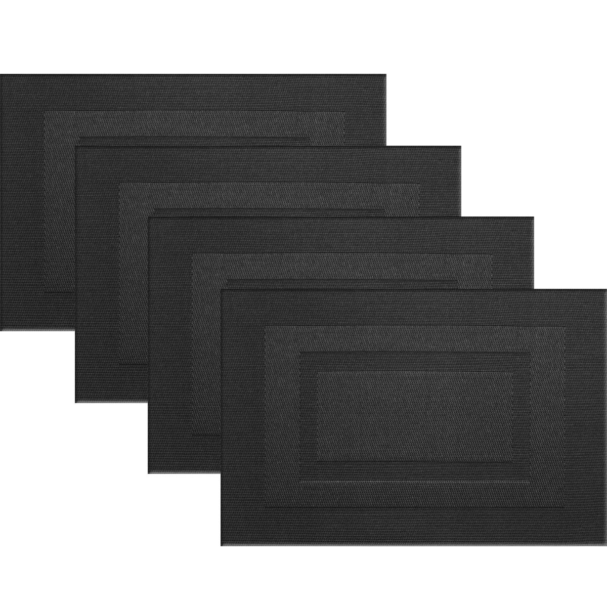 Durable Panda Palm Vinyl Placemats Set of 4 - Heat-Resistant, Washable Plastic Table Mats for Dining - Black (Perfect for Home, Kitchen, Restaurant & Outdoor Use)