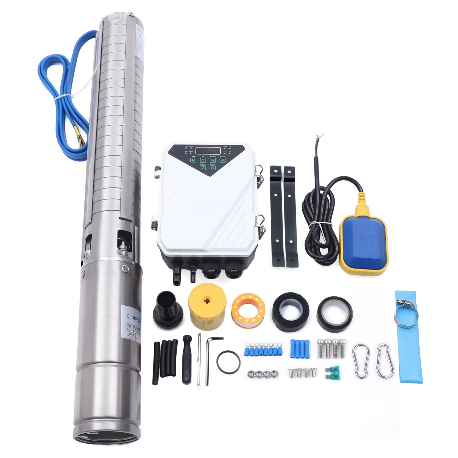 1500W Solar Water Pump - 4 Inch Stainless Steel Submersible Well Pump for Irrigation, Pool & Garden - 110V Solar Powered Pump with High Efficiency - Perfect for Off-Grid Farming, Water Features & Emergency Backup