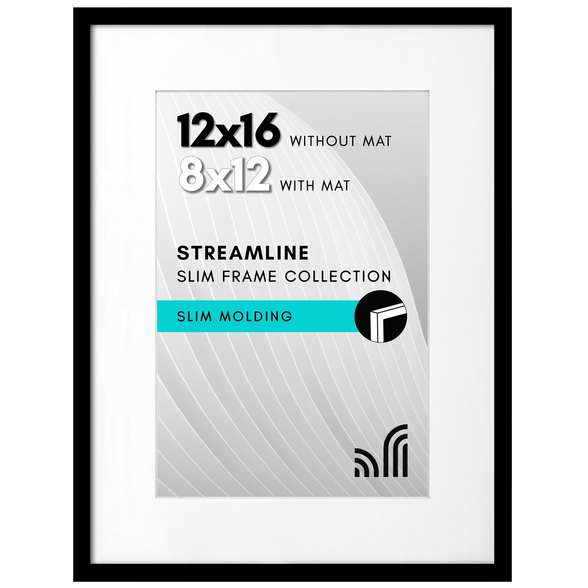 Americanflat 12x16 Picture Frame with Polished Plexiglass - 8x12 Frame with Mat or 12x16 Frame Without Mat - Slim Wall Display Photo Frame in Black - Perfect for Home Decor, Office Art & Gallery Wall Displays