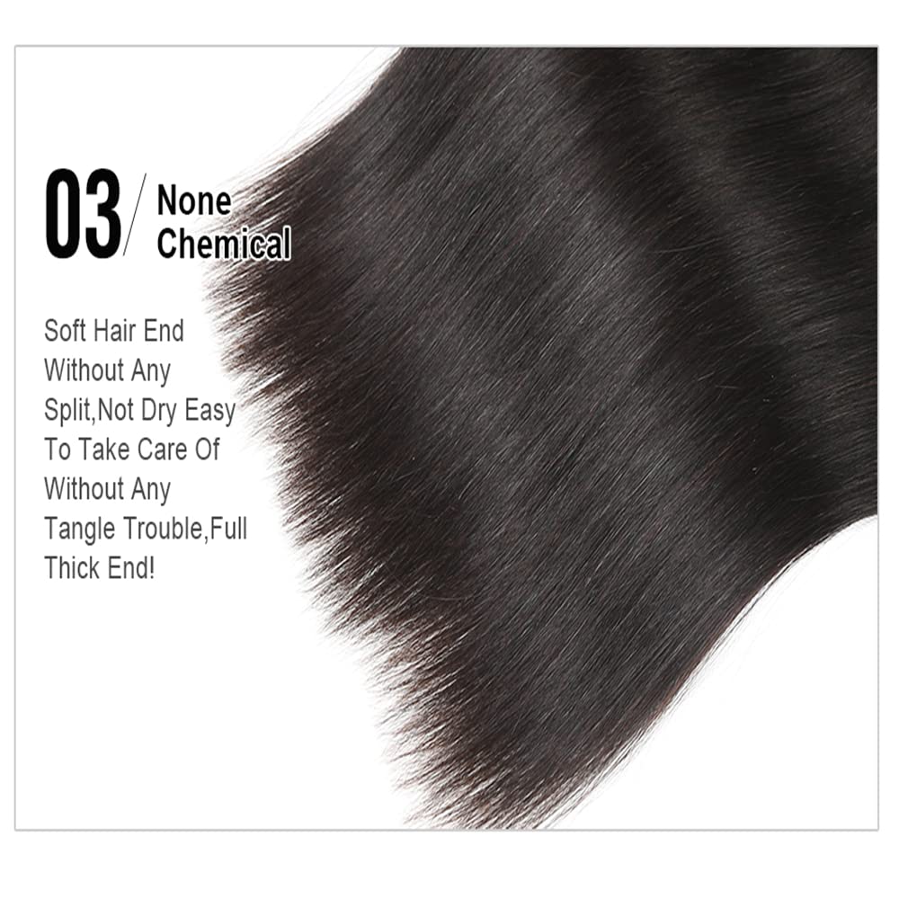 YISEA 12A Straight Brazilian Virgin Human Hair Bundles - 100% Unprocessed Raw Hair (16 18 20 22 Inch, 4 Bundles) for Weaving, Extensions & Natural Hairstyles - Perfect for Salon, Wedding & Everyday Wear