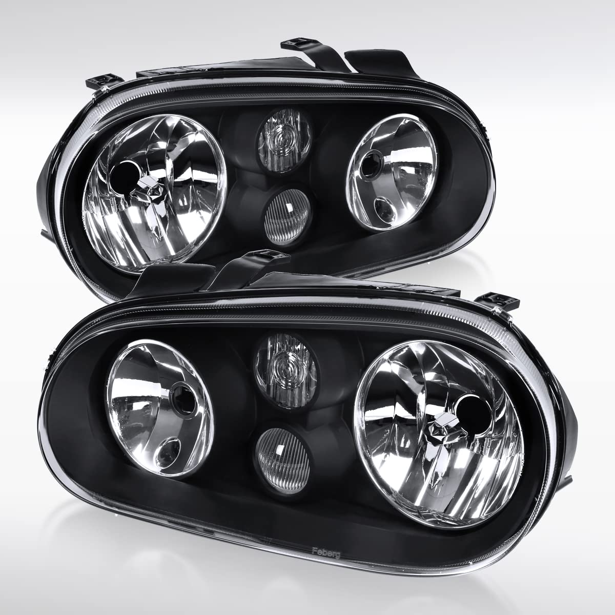 AUTOZENSATION Compatible Headlight Assembly for 1999-2006 Volkswagen Golf MK4 GTI & 2004 R32 - Black Housing with Built-in Fog Lights - Left & Right Pair - Perfect for Night Driving & Car Upgrades