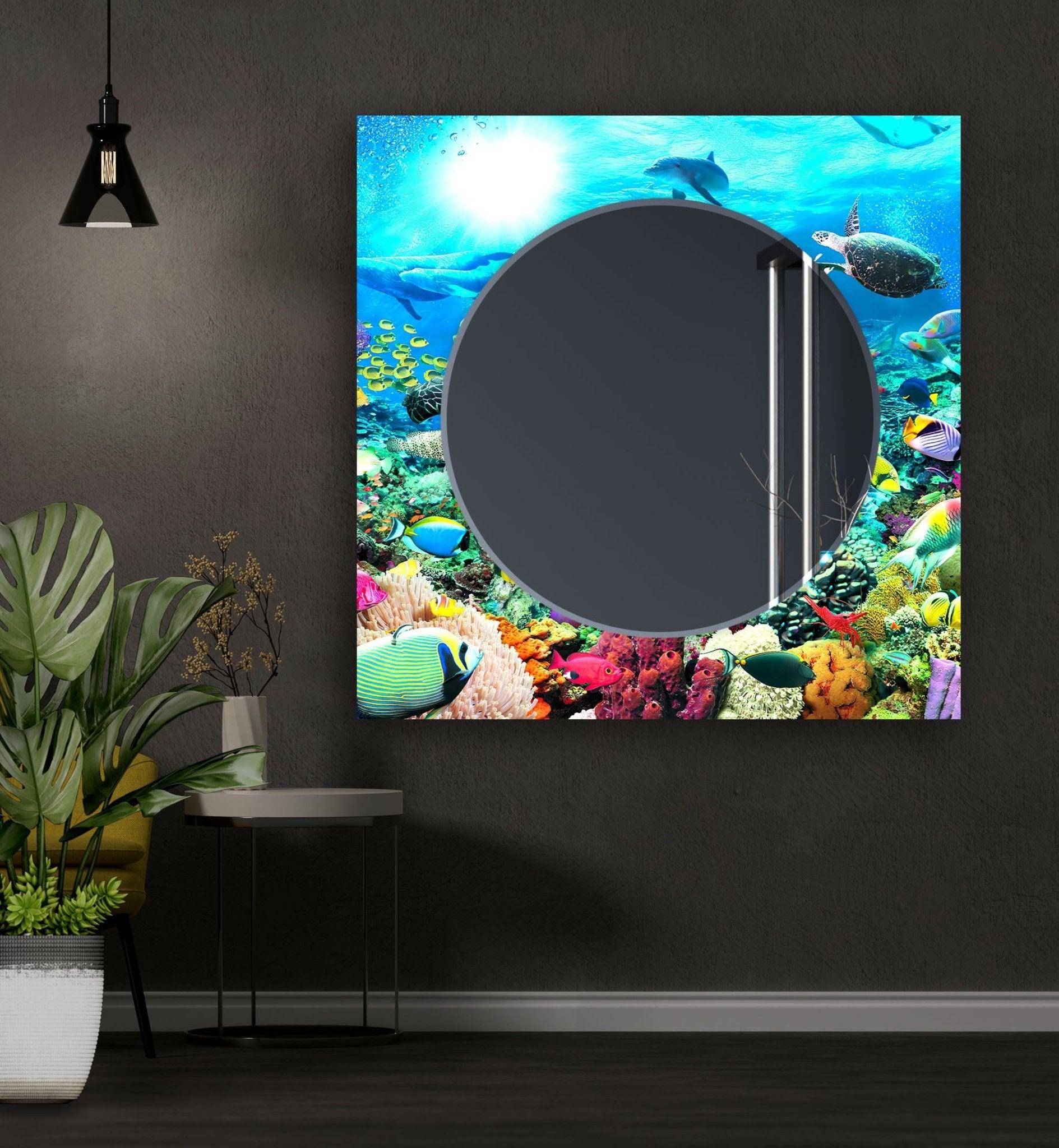 Stylish Aquarium Wall Mirror for Home & Office Decor - Enhance Your Space with a Unique Reflective Design