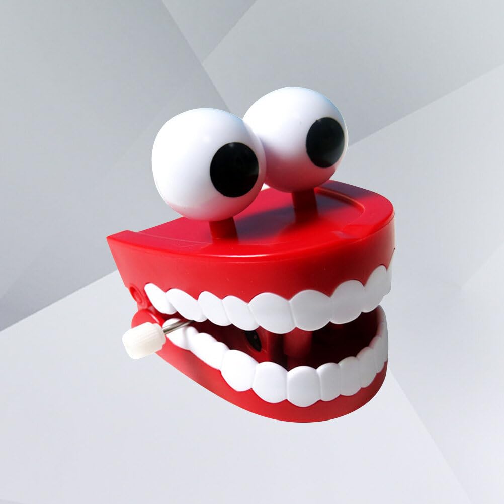 4 Pack Novelty Vibrating Wind Up Toys - Chattering Teeth with Eyes - Fun Gag Gifts for Parties, Prank Gifts, Stocking Stuffers & Stress Relief Toys