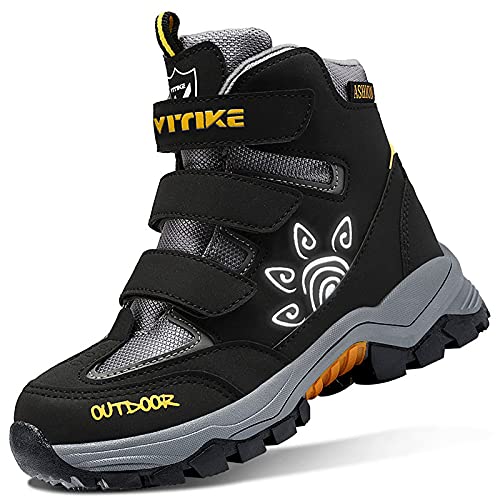 **Waterproof Hiking Boots for Kids - High Top Leather Winter Snow Shoes for Boys & Girls | Durable Outdoor Sneakers for Hiking, Snow Play & Cold Weather Adventures**
