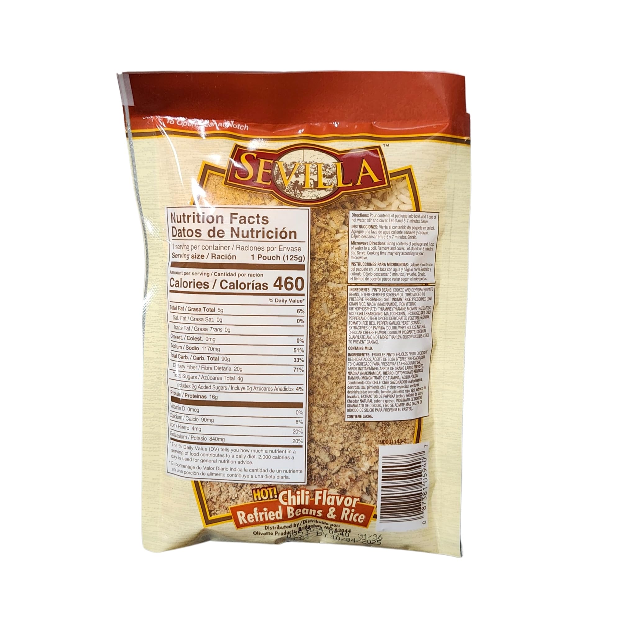Hot Chili Flavor Refried Beans & Rice - 6 Pack (4.4 oz Each) | Perfect for Tacos, Burritos & Mexican Meals