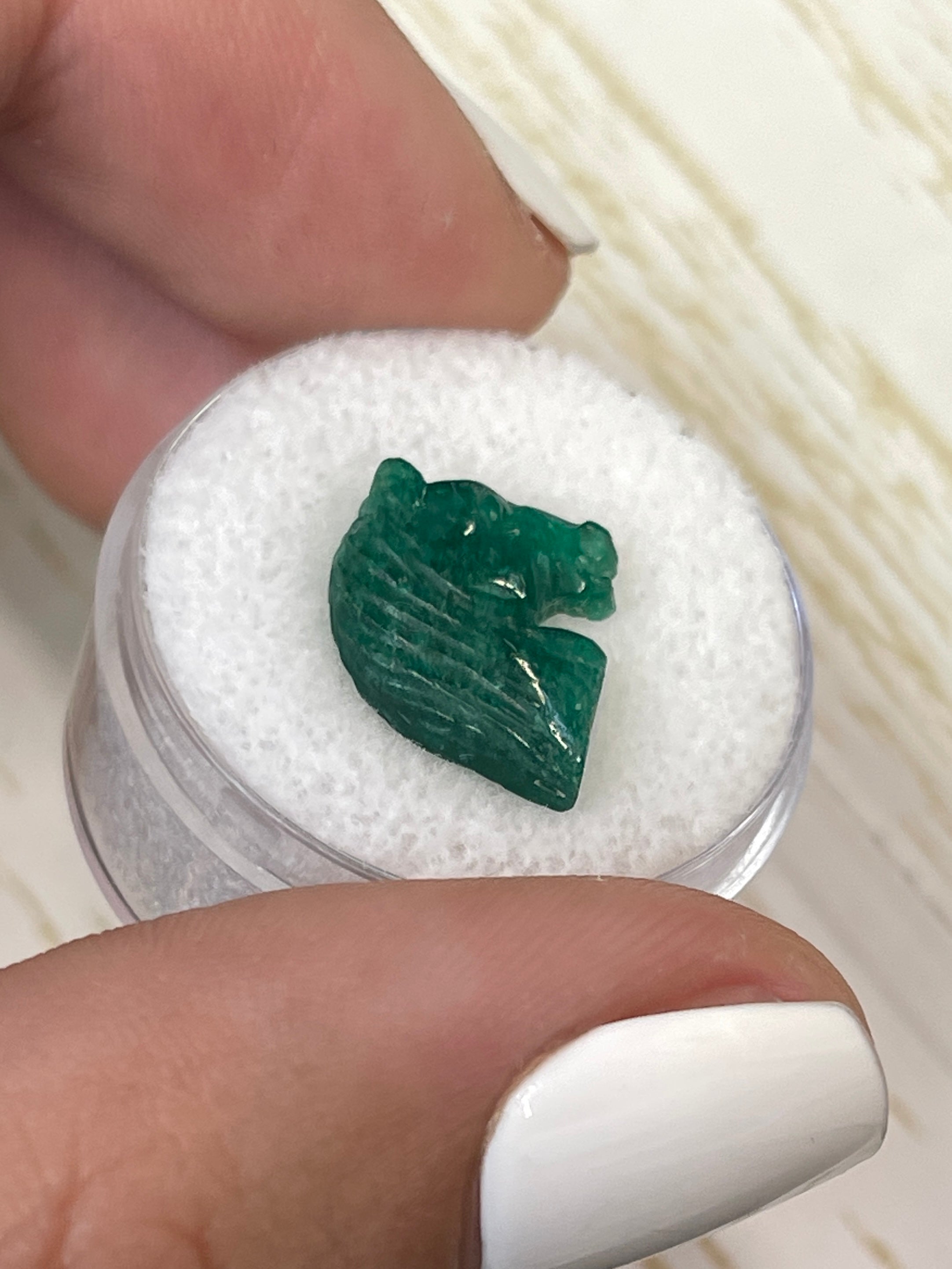 4.28 Carat 16mm x 13mm Genuine Hand-Carved Emerald Horse Head Pendant - Perfect for Jewelry Making, Gift Giving & Spiritual Healing