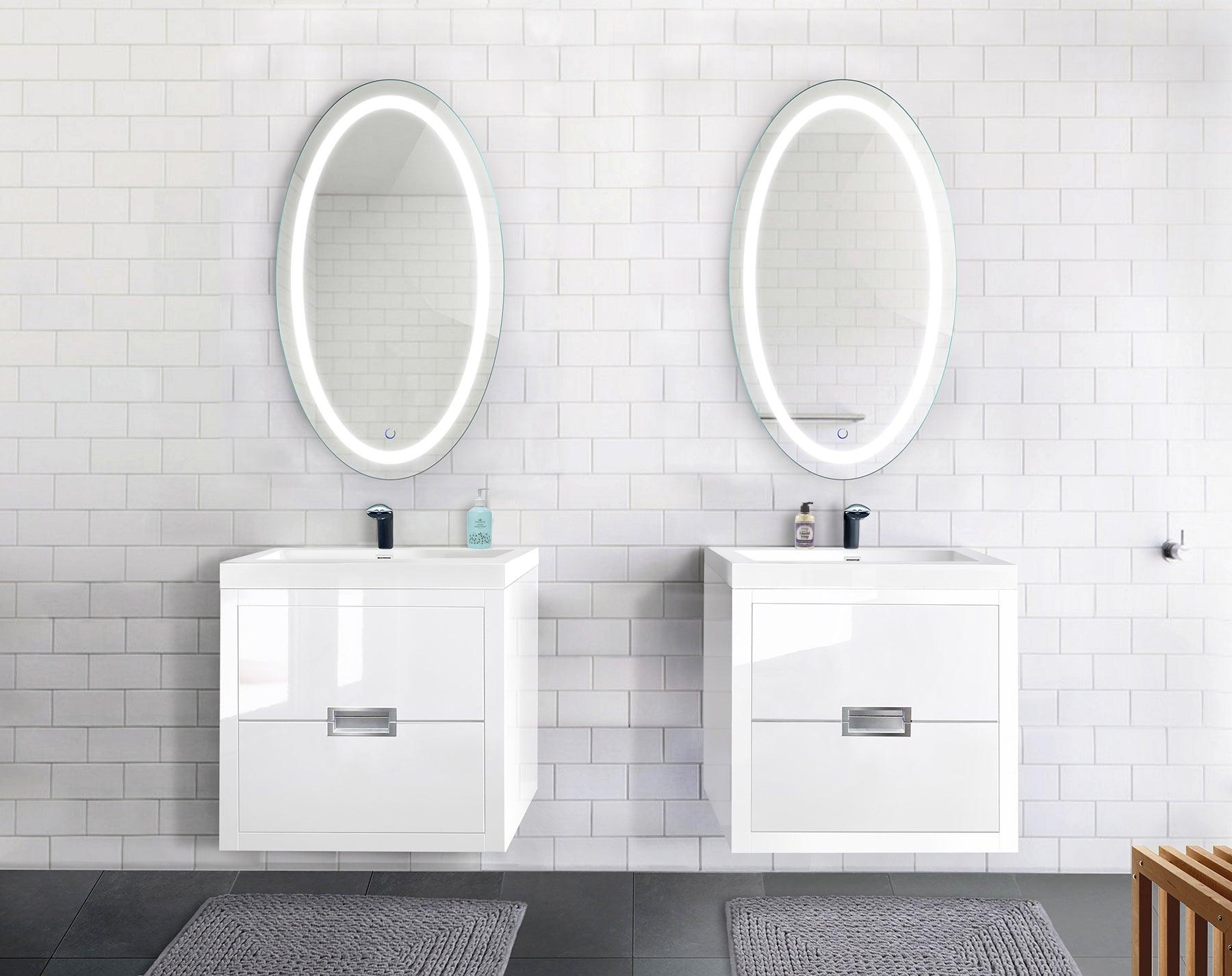 Krugg Icon 24 x 42 Inch Oval Mirror - Elegant Wall Mirror for Bathroom, Bedroom, and Living Room Decor - Perfect for Vanity, Entryway, and Home Styling