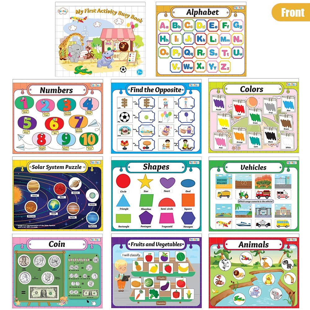 My First Baby Activity Busy Book - Montessori Toddler Learning Toy with Matching Game Puzzle | Early Educational Sensory Busy Board for Travel & Home Play