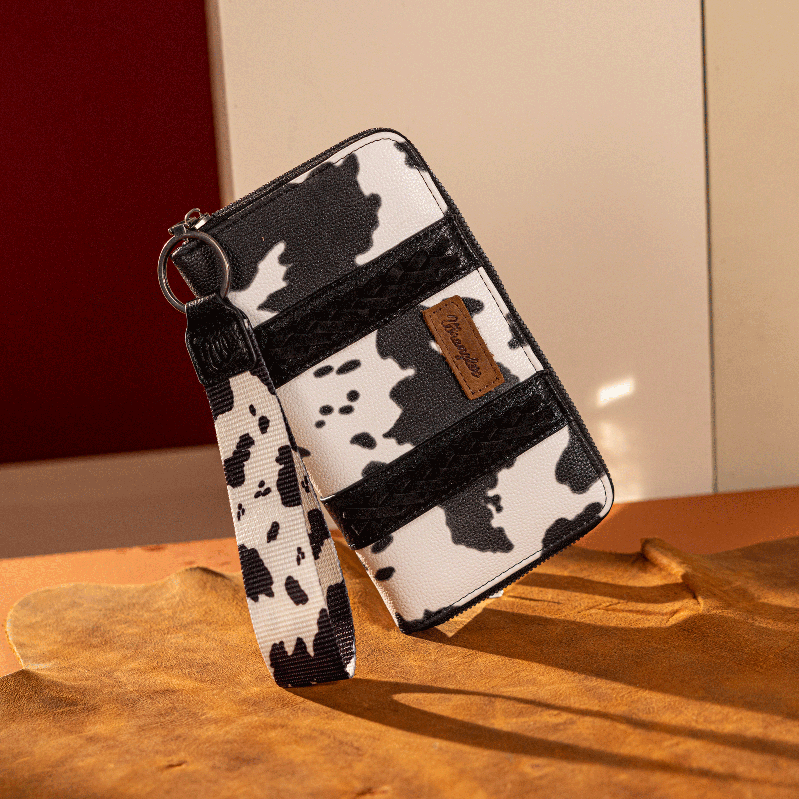 Wrangler Genuine Leather Cow Print Bifold Wallet for Men - Stylish & Durable RFID Blocking Wallet for Everyday Use and Travel
