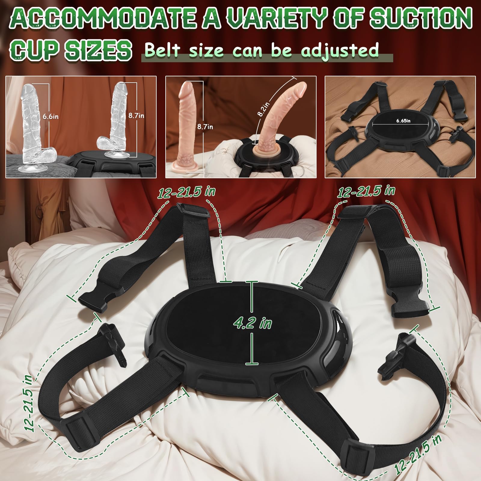 Premium Suction Cup Dildo Mount Set - Hands-Free Adult Toy for Pillow, Cushion, Sex Chair & Machine | Strong Grip Base for Solo Play & Couples Use | Perfect for Bedroom, Spicing Up Relationships & BDSM Scenes