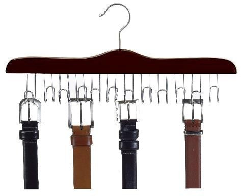 Premium Walnut & Chrome Wooden Belt Hanger - Durable Wall Mounted Organizer for Closet, Bedroom & Entryway Storage