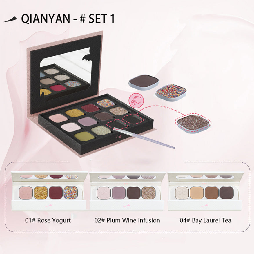 Customizable Quad Eyeshadow Palette by CHEERYEP - Build Your Perfect Makeup Look for Day & Night, Party & Work