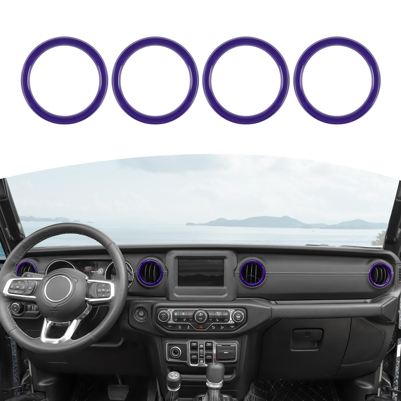 RT-TCZ Purple Dash Air Vent Cover Trim Stickers for Jeep Wrangler JL JLU & Gladiator JT (2018-2023) - 4pcs Interior Accessories - Upgrade Your Ride with Stylish Protection