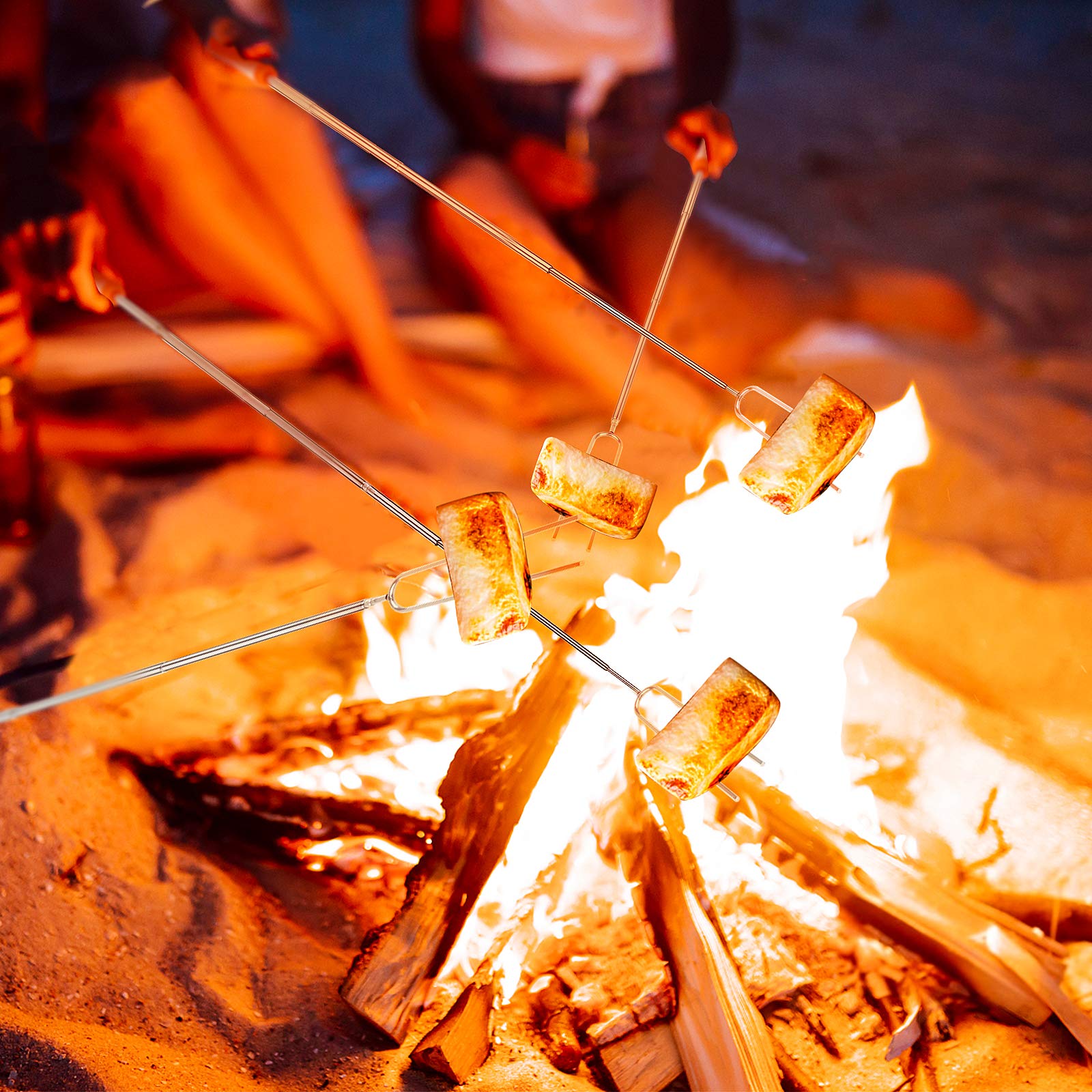 8-Pack Telescopic Marshmallow Roasting Sticks - 32 Inch Extendable Smores Forks for Campfire, BBQ & Bonfire - Perfect for Hot Dogs, Marshmallows & Outdoor Cooking - Ideal for Camping, Picnics & Backyard Gatherings