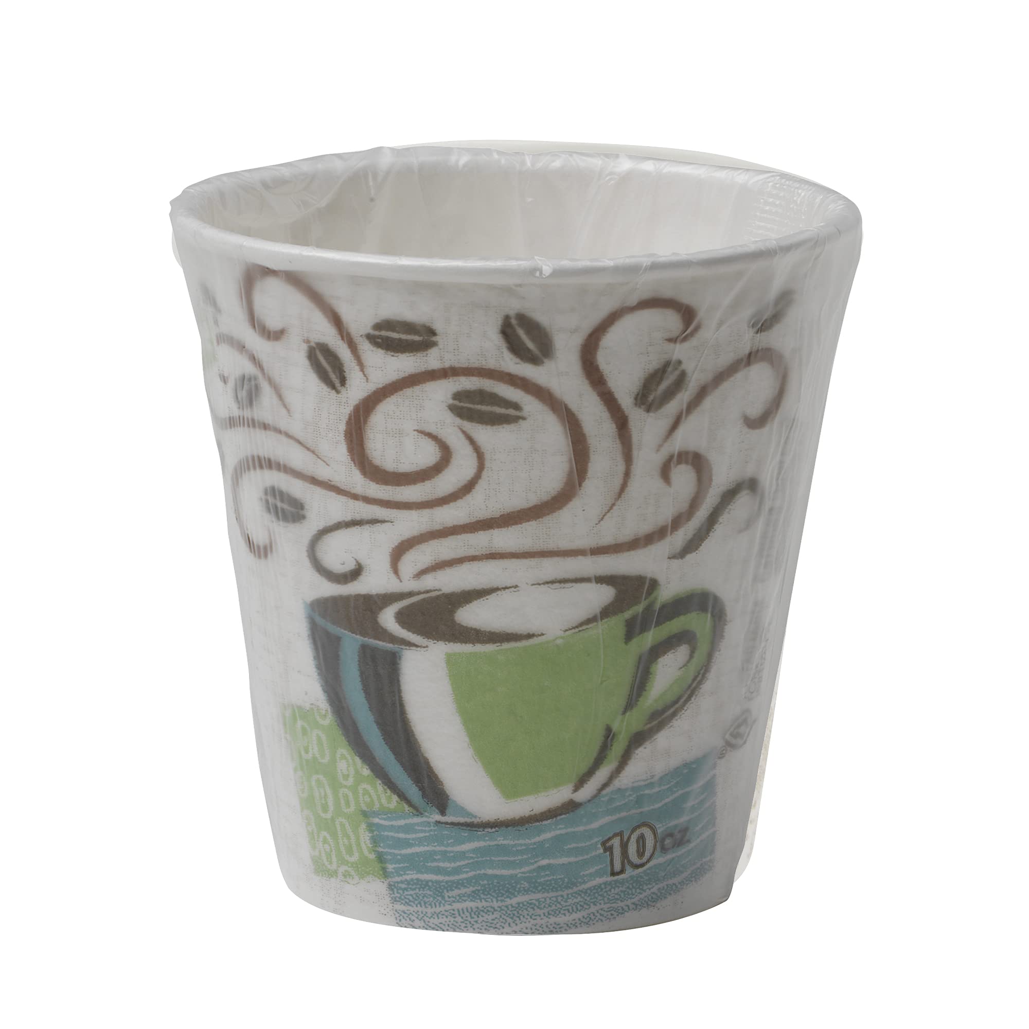 Dixie PerfecTouch 10 oz Disposable Paper Coffee Cups - 1000 Count, Individually Wrapped, Coffee Haze Design | Ideal for Office, Cafes & Home Use - GP PRO 5310CDWR