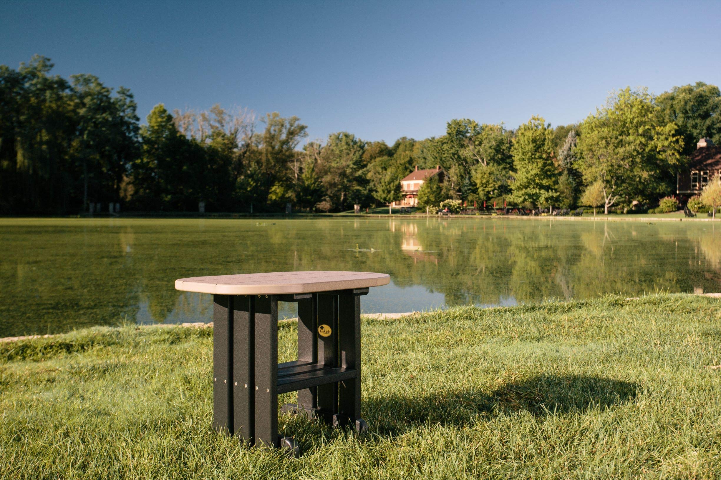Poly Lumber Outdoor End Table - Weatherwood & Black Finish - Durable All-Weather Patio Furniture for Deck, Poolside or Garden - Furniture Barn USA