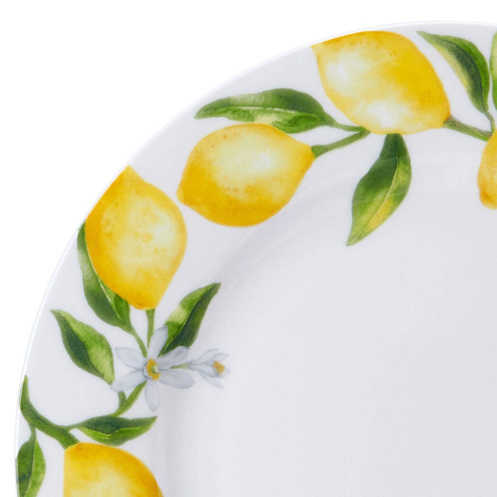 Premium Lemons Design Ceramic Dinner Plates - Set of 4, 10.5 Inch Round Plates for Dining, Kitchen & Party Serving - Dishwasher & Microwave Safe