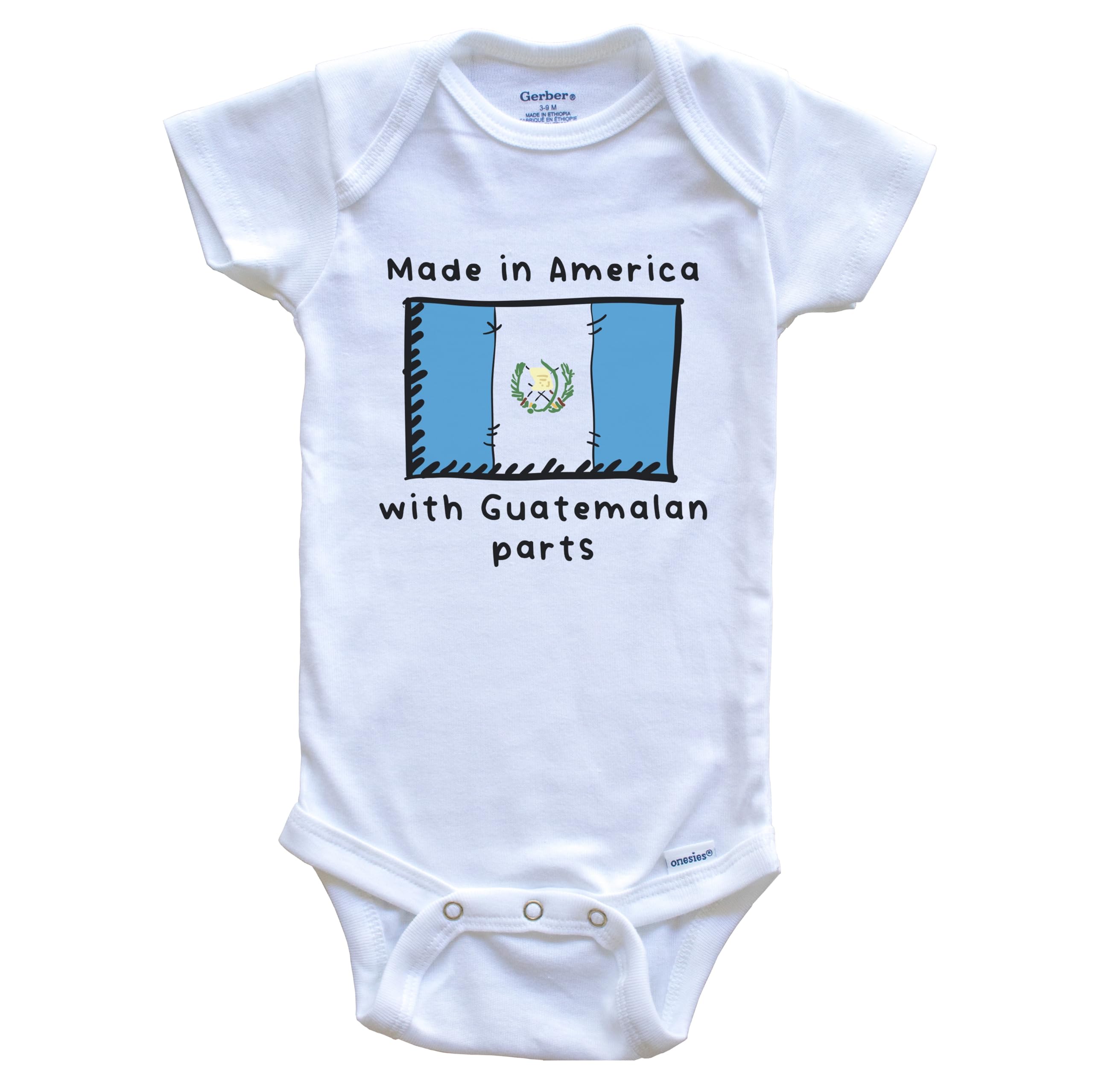 American-Made Guatemala Flag One-Piece Baby Bodysuit with Guatemalan Fabric | Cute Infant Outfit for Holidays, Cultural Events & Photo Shoots
