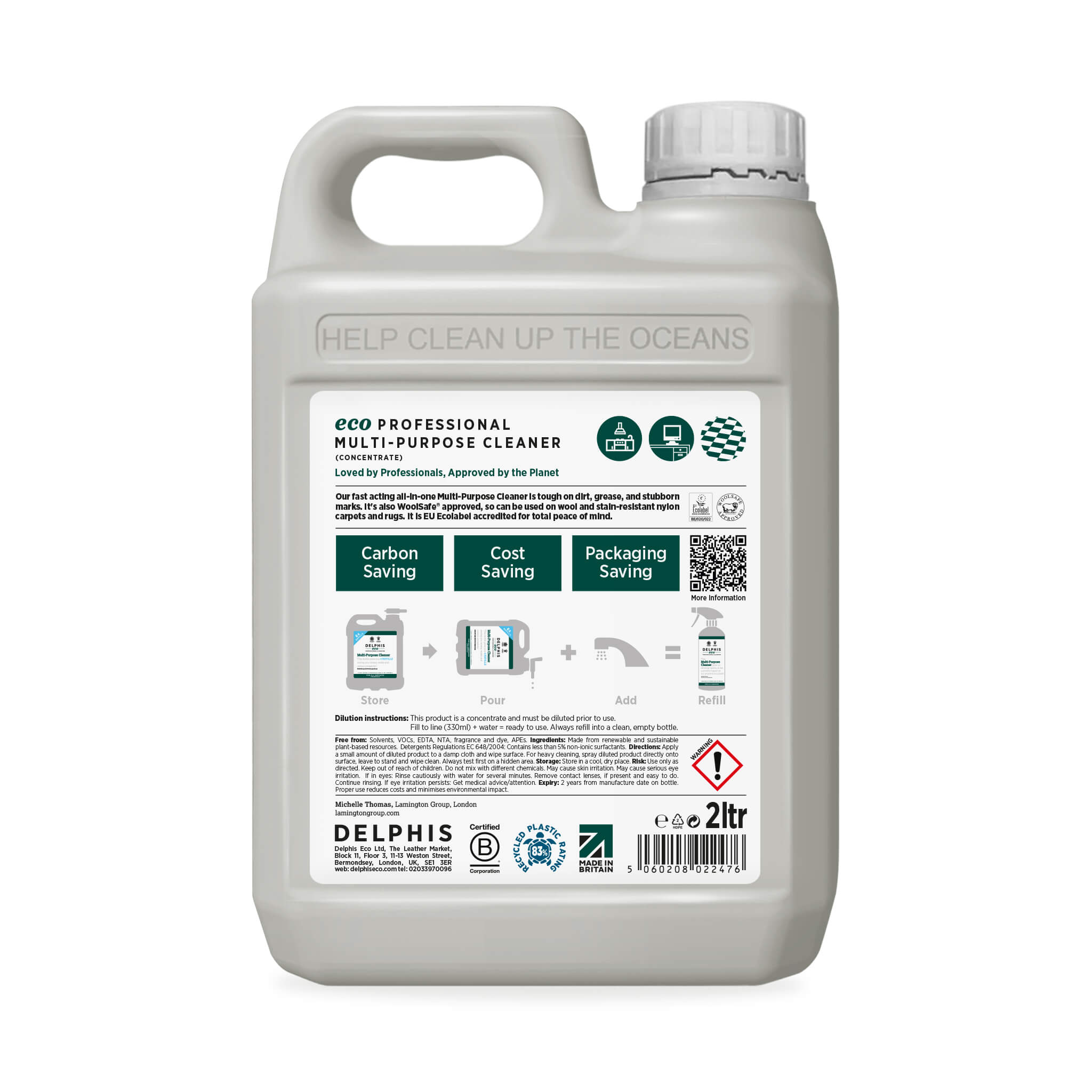 Multi-Purpose Cleaner Concentrate Refill 2L - All-Purpose Household & Commercial Cleaning Solution for Kitchens, Bathrooms, Floors & More