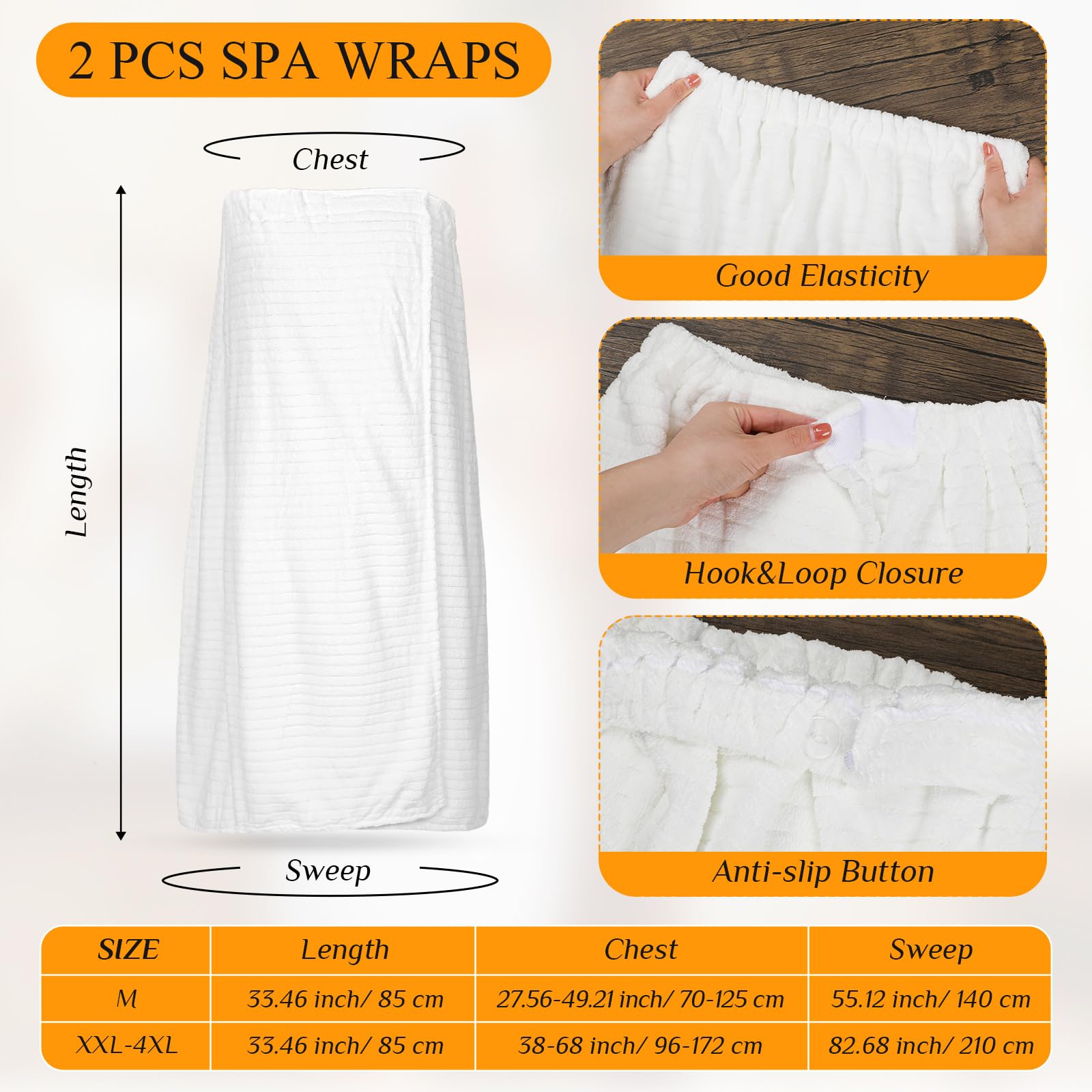 Tigeen 2 Pack Women's Lightweight Spa Robe - Soft Bath Towel Wrap with Adjustable Closure & Elastic Top, Striped Design for Bath, Pool, Beach & Relaxation at Home