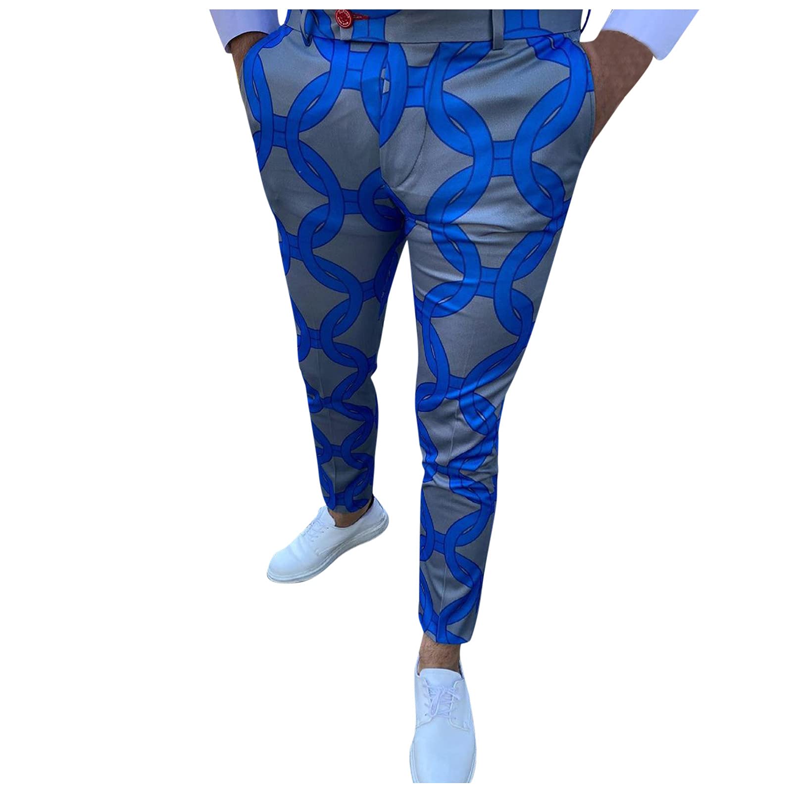 Men's Casual Zipper Elastic Waist Skinny Pants with Print - Slim Fit Stretch Trousers for Winter | Perfect for Office, Travel & Daily Wear