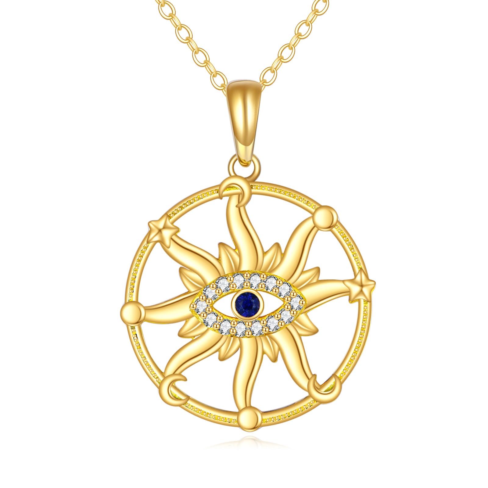 14K Real Yellow Gold Moon and Star Opal Pendant Necklace for Women - Elegant Crescent Moon Jewelry Gift for Wife, Daughter, Girlfriend, Mother | Perfect for Birthdays, Anniversaries, Valentine's Day & Special Occasions