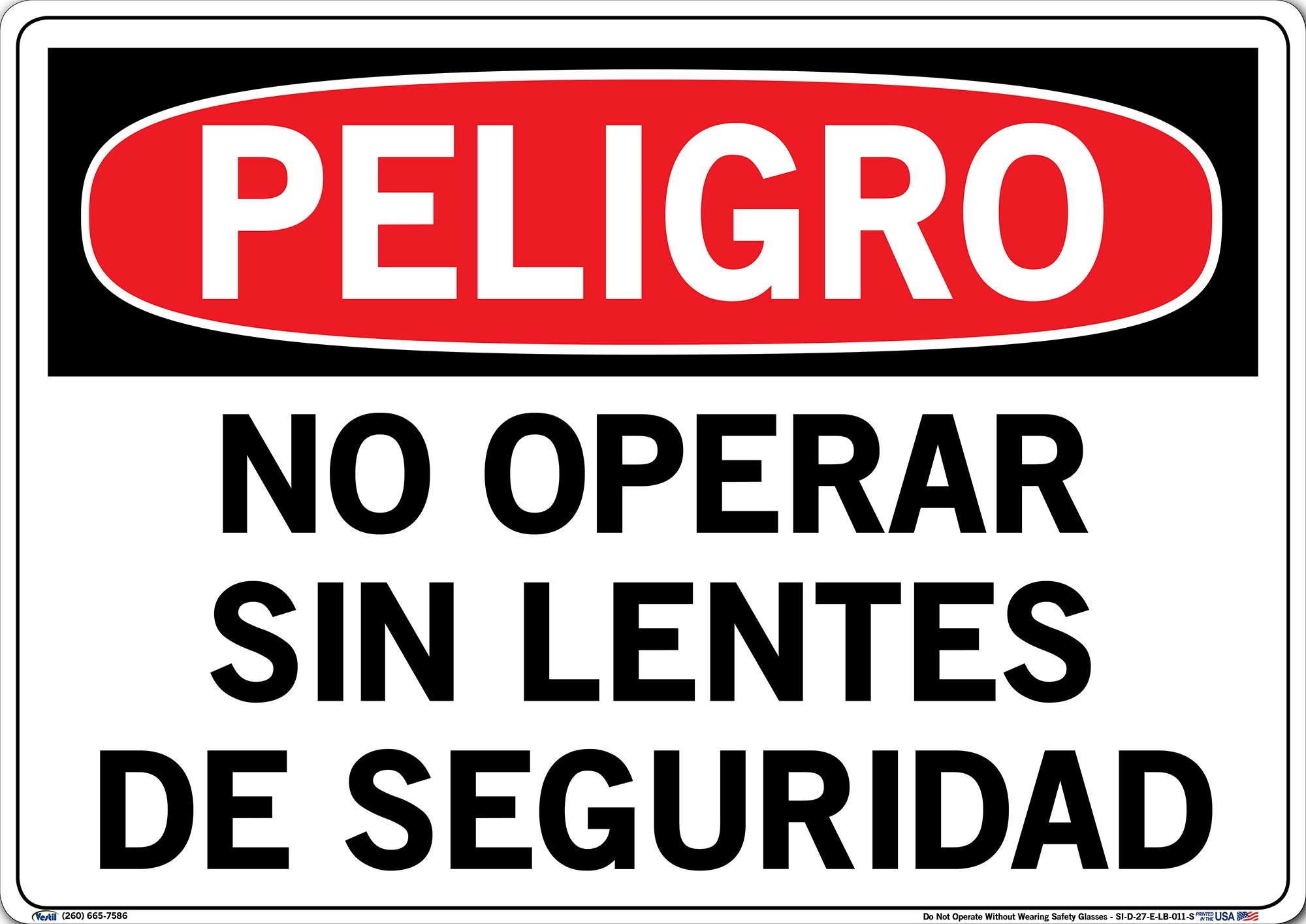 DANGER Safety Label - Do Not Operate Without Wearing Safety Glasses | 20.5