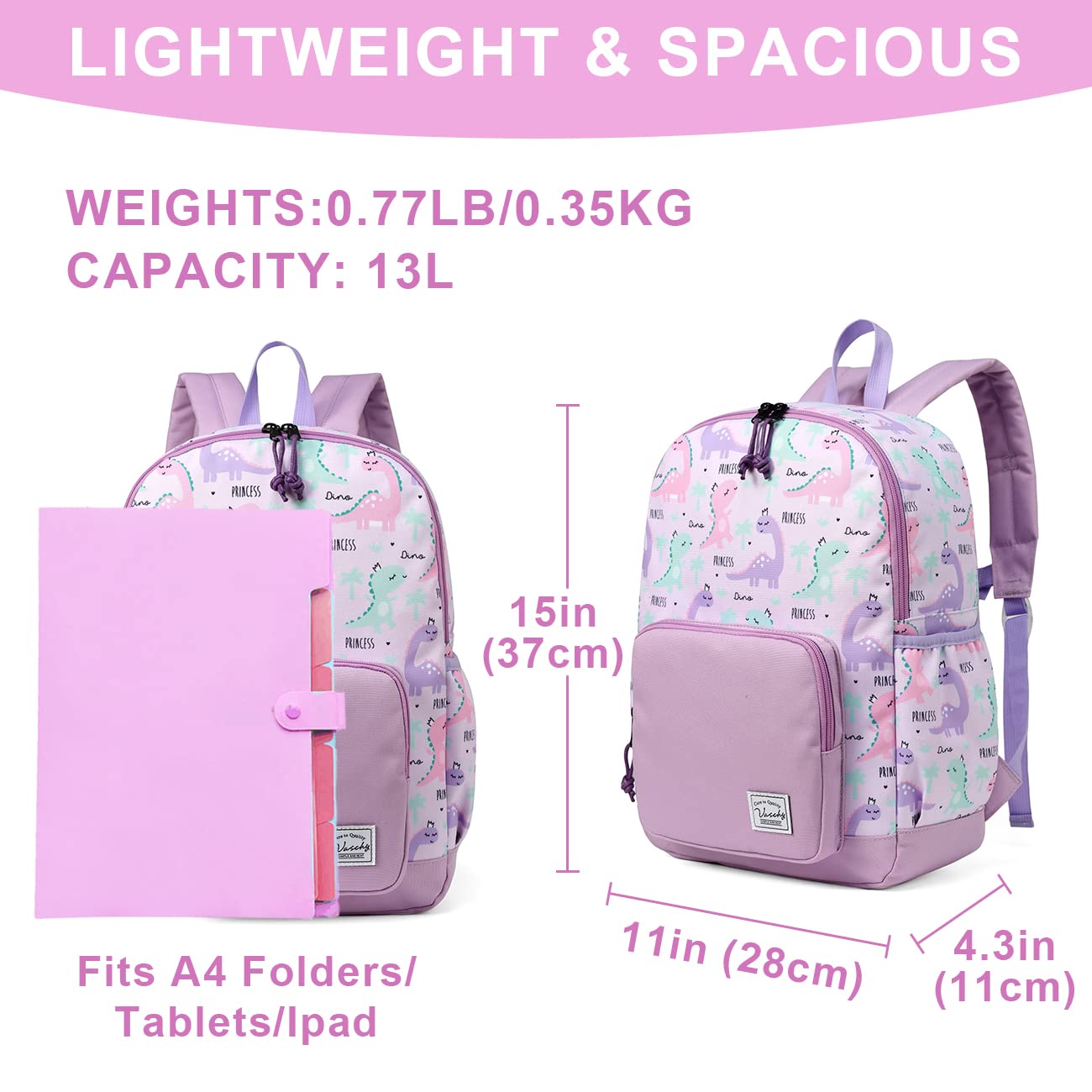 VASCHY Kids Backpack - Lightweight Water Resistant School Backpack for Boys & Girls with Adjustable Chest Strap | Perfect for Preschool, Kindergarten & Day Trips