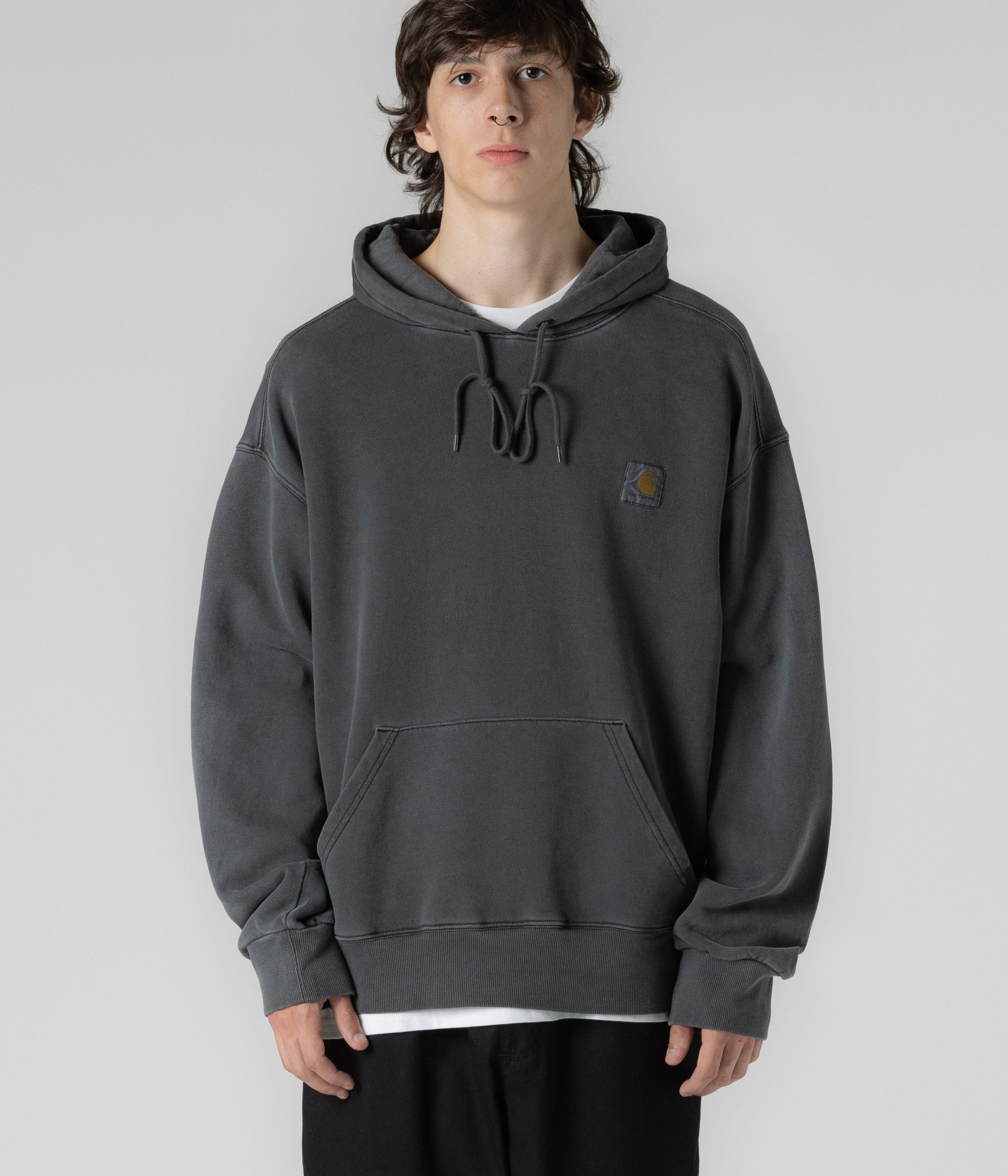 Carhartt Nelson Hoodie for Men - Heavyweight Fleece Pullover with Front Pouch Pocket, Black - Perfect for Work, Outdoor Activities & Casual Wear
