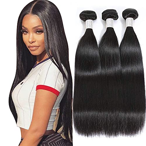 Brazilian Straight Human Hair Weave Extensions - 3 Bundles 300g (24 26 28 Inch) 100% Unprocessed Virgin Hair 9A Quality for Silky Smooth Look | Perfect for Daily Styling, Parties & Special Occasions