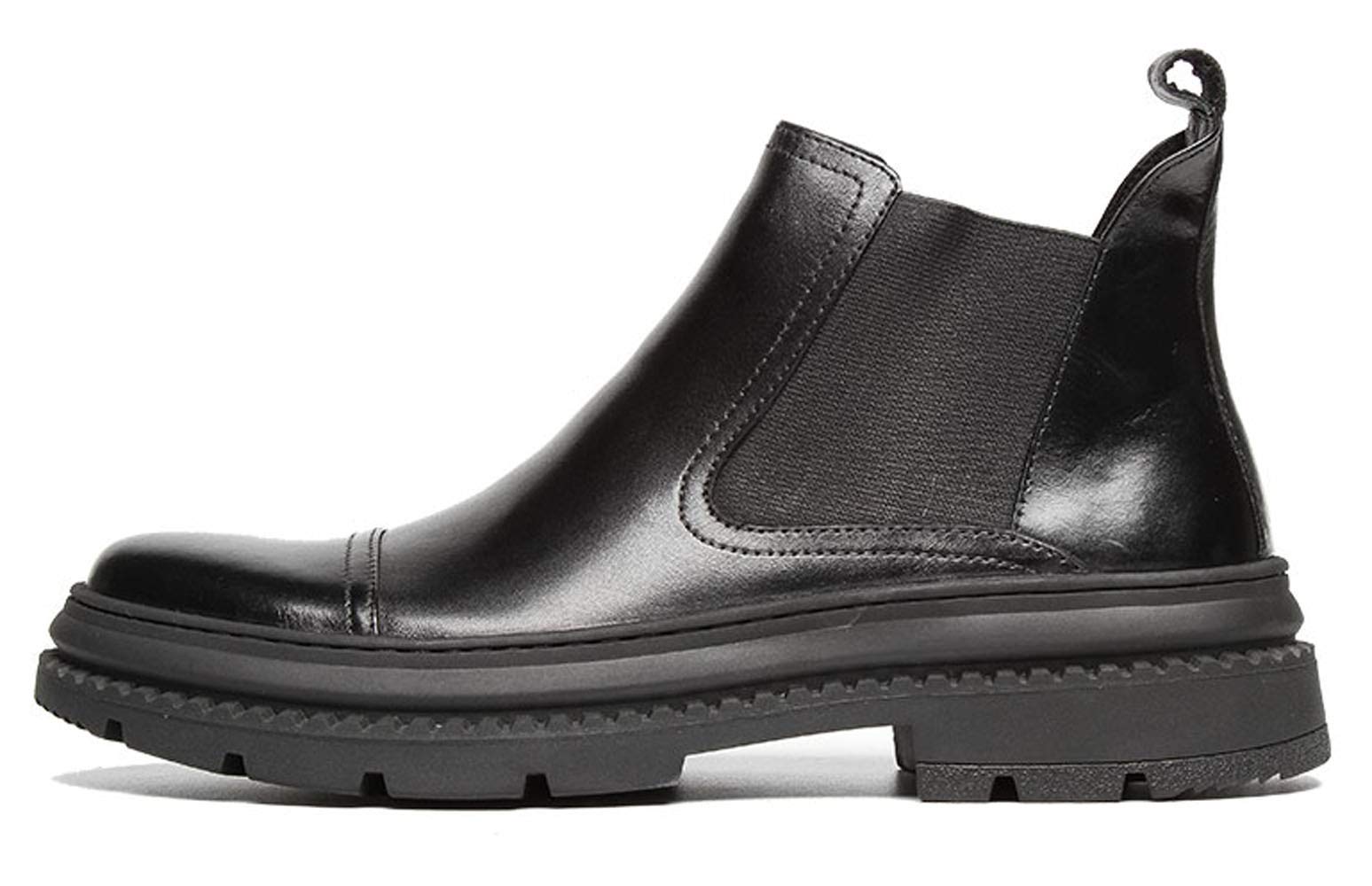 Santimon Men's Leather Chelsea Boots - Ankle Dress Boots with Cap Toe for Business & Casual Wear - Black Comfortable Shoes for Office, Party & Daily Outfits