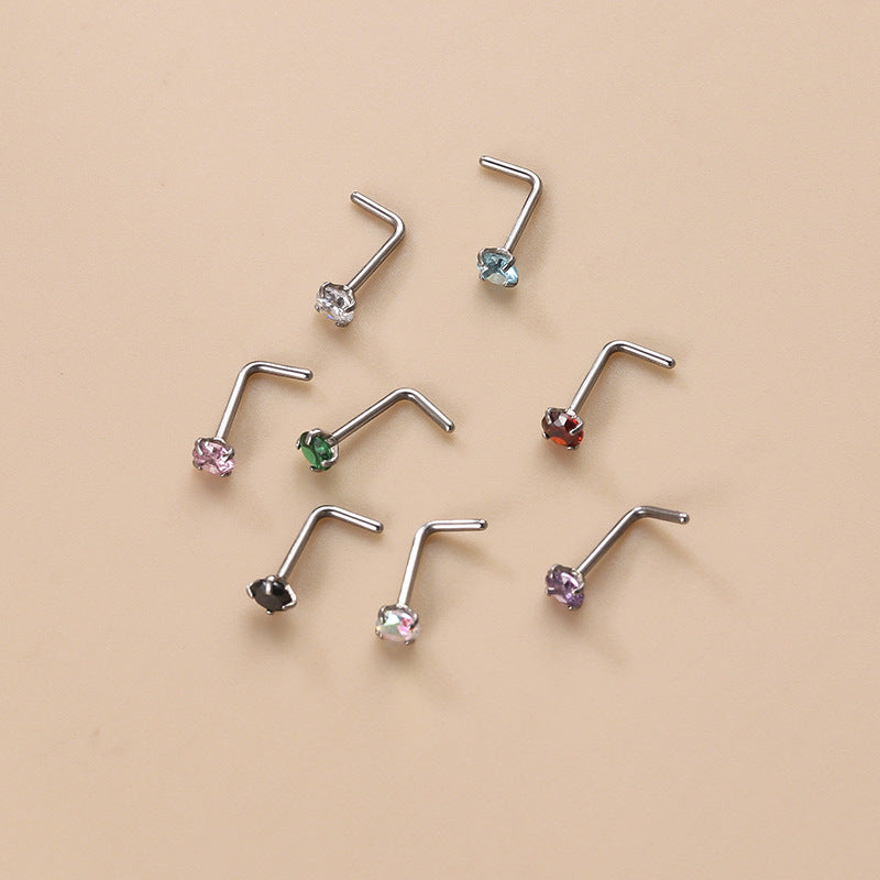 20G Surgical Steel L Bend Small Nose Stud - Hypoallergenic Nose Ring for Sensitive Skin | Perfect for Everyday Wear, Piercing Healing & Fashion Jewelry (HSPJ819)