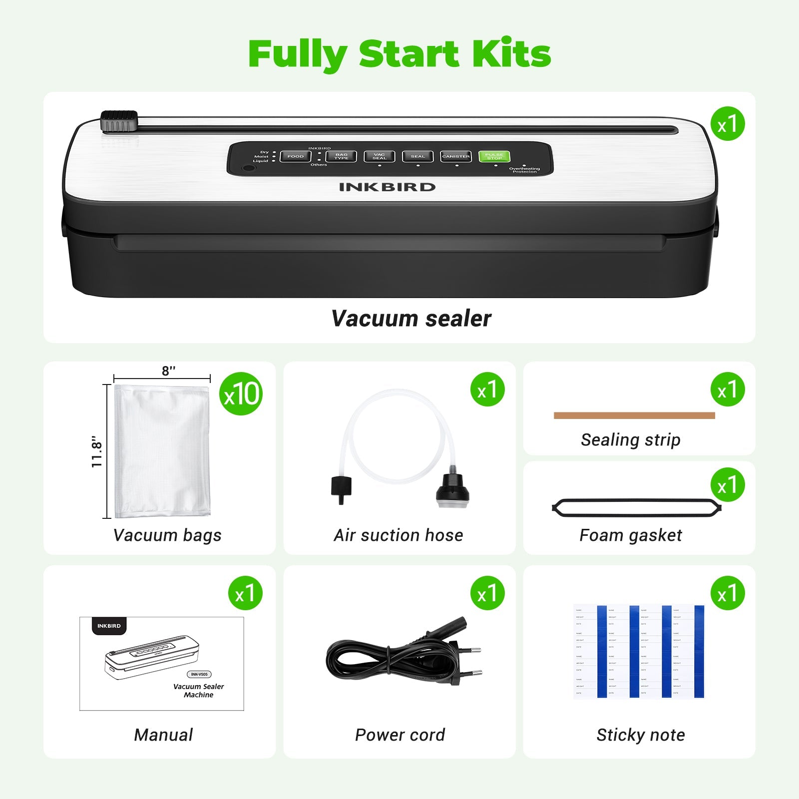 INK VS05 Vacuum Sealer Machine for Food Preservation | Compact & Powerful | Perfect for Meal Prep, Sous Vide, and Long-Term Food Storage