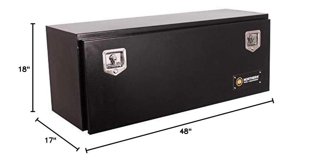 Northern Tool Underbody Truck Tool Box with Drop Door - Heavy Duty Steel Construction, Gloss Black Finish, T-Handle Latches, 48