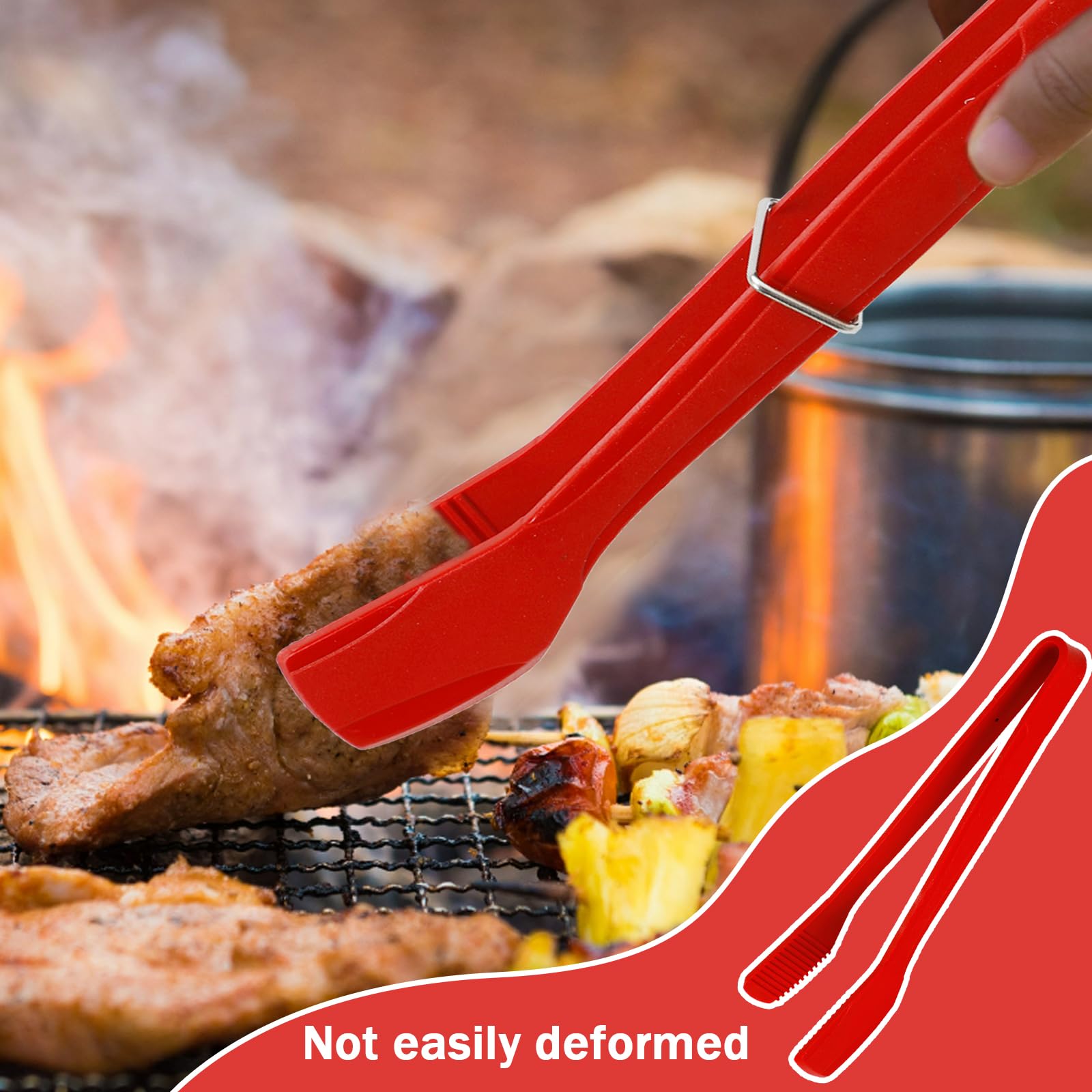 2Pcs Silicone Kitchen Tongs - Heat Resistant Stainless Steel Grill Tongs with Non-Slip Silicone Tips for BBQ, Flipping Fish, Steak & Cooking - Perfect for Grilling, Frying, Serving & Kitchen Use