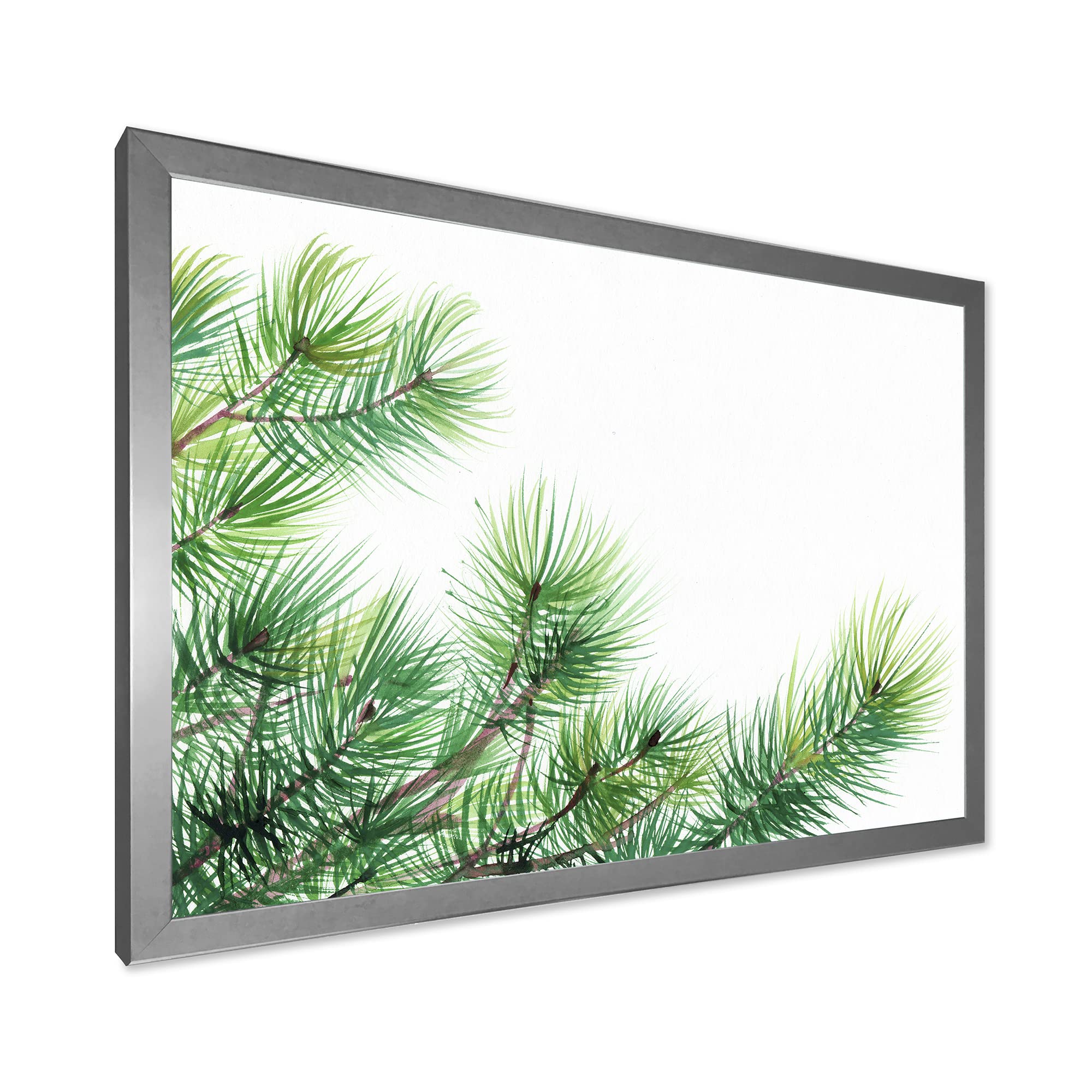 DesignQ Pine Tree Branches Traditional Framed Wall Art - Nature Inspired Home Decor for Living Room, Bedroom & Office - Perfect for Rustic, Farmhouse & Modern Interior Design Styles