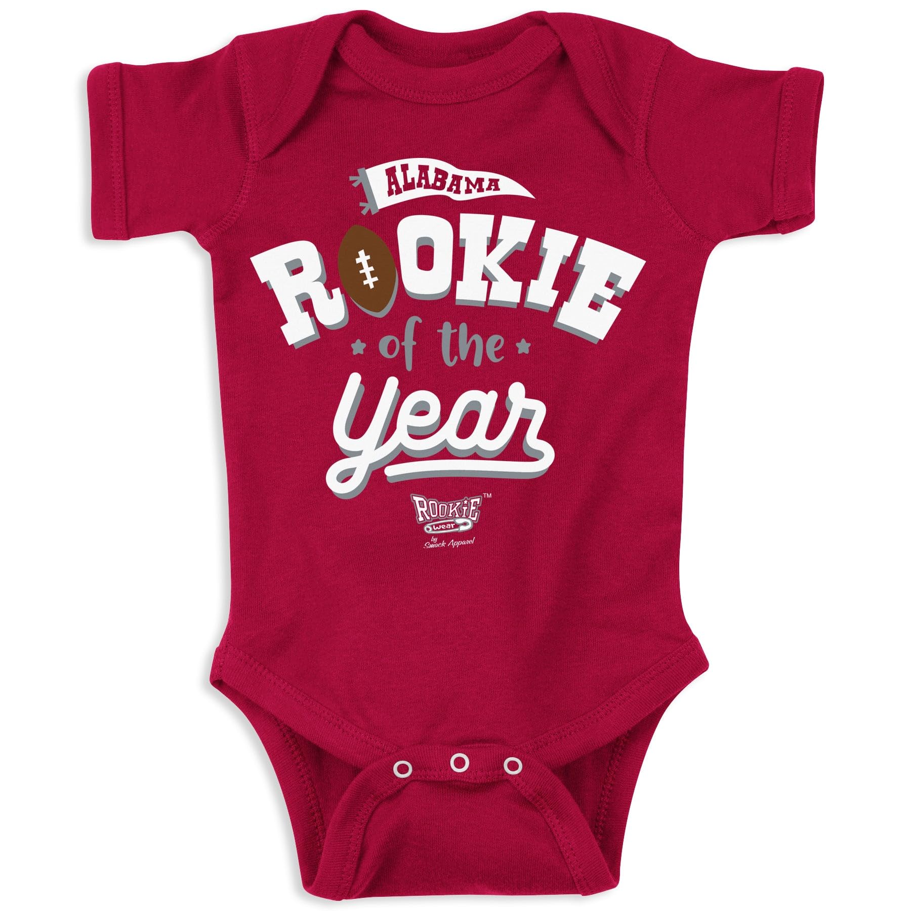 Smack Apparel Alabama Crimson Tide Rookie of The Year Baby Onesie - NB-18M Newborn Bodysuit | Perfect for Game Day, College Fan Gifts & Baby Showers