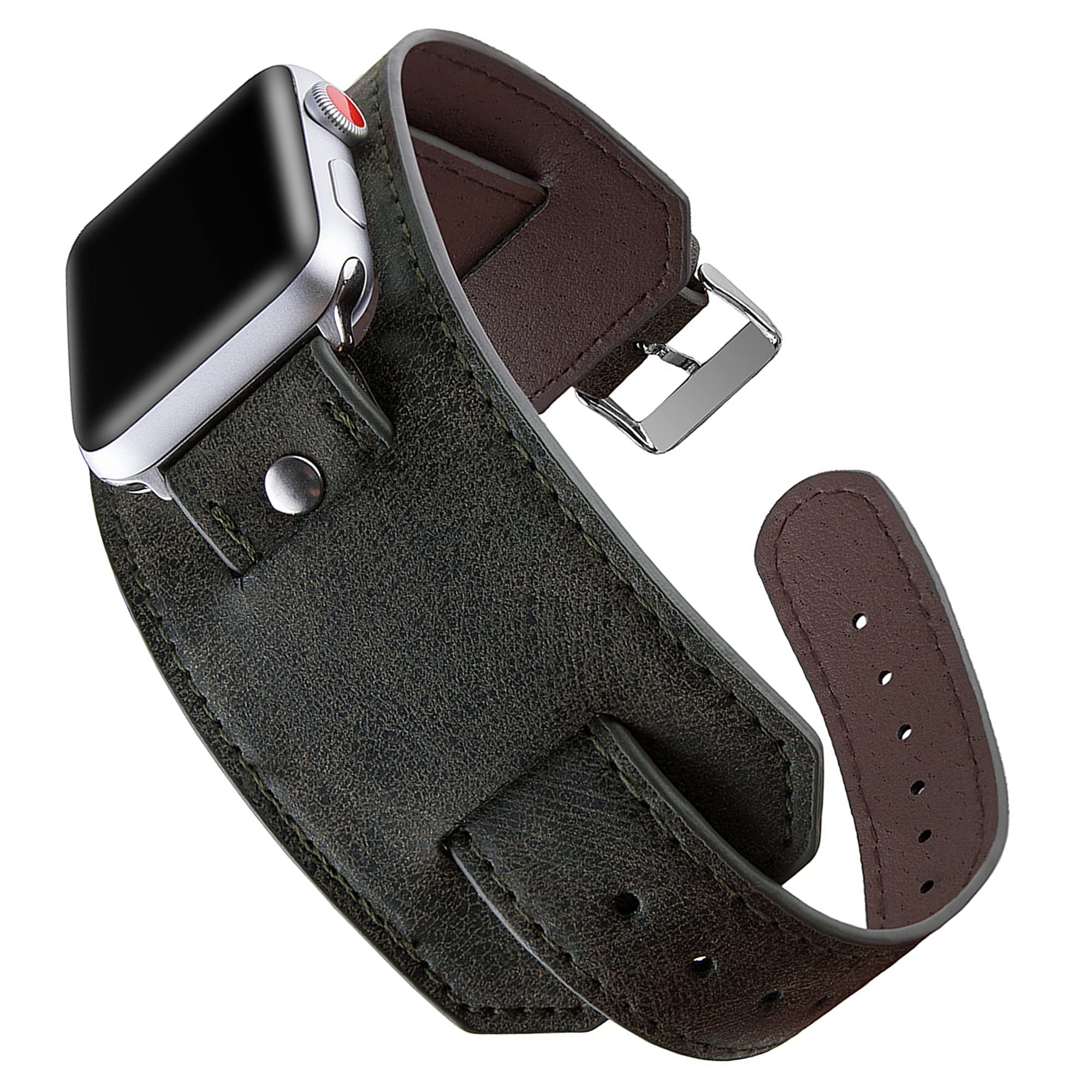 Luxury Leather Watch Band Compatible with Apple Watch 45mm 44mm 42mm - Vintage Cuff Strap for iWatch SE Series 7/6/5/4/3/2/1 - Perfect for Men & Women, Business Meetings & Formal Occasions