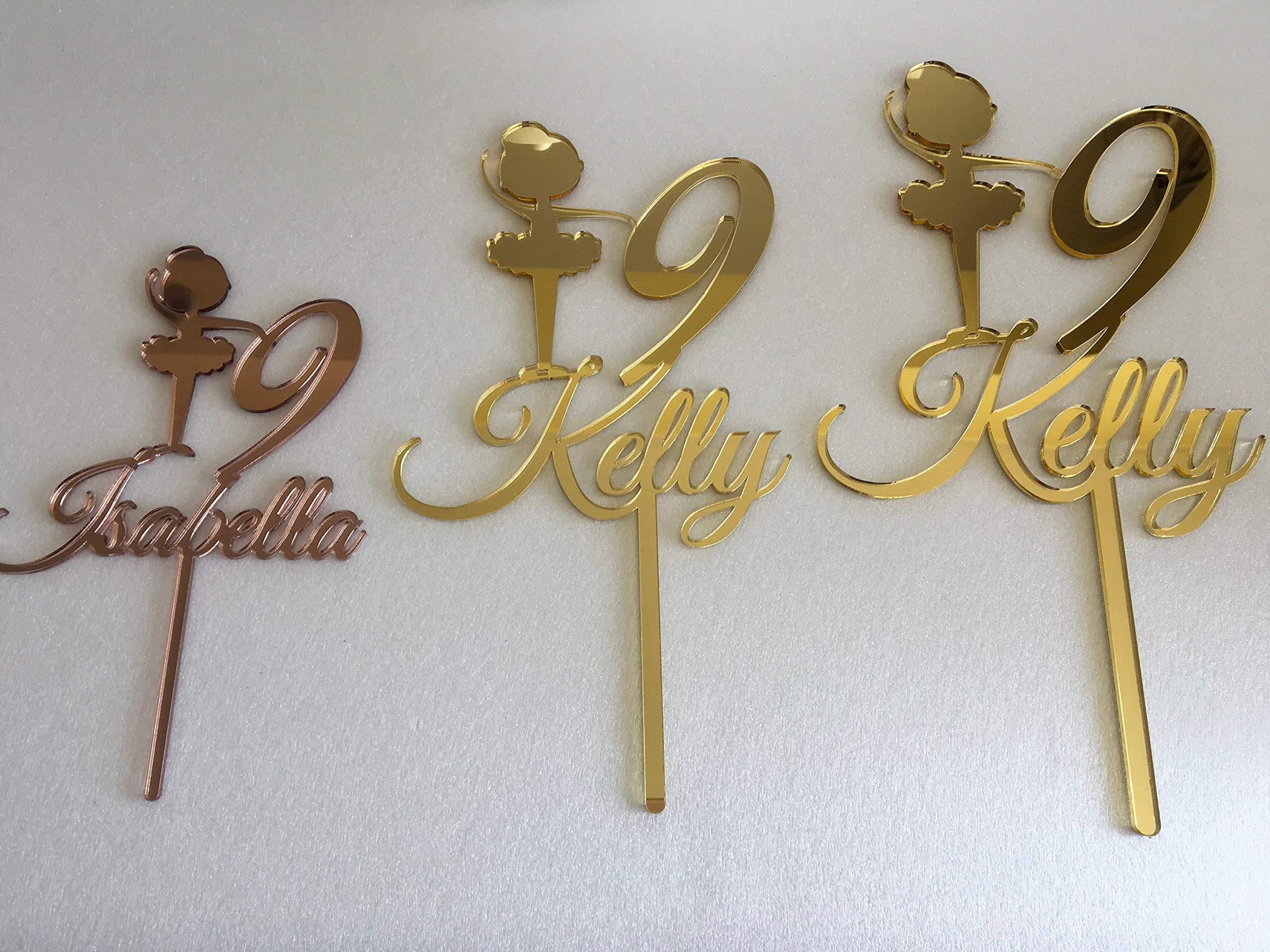 Custom Personalized Cake Topper for Girls - Ballerina Design with Name & Age - Elegant Birthday Cake Decorations for Princess Themed Parties, Ballet Celebrations & Dance Recitals - Perfect for Wedding Showers, Baby Showers & Special Occasions