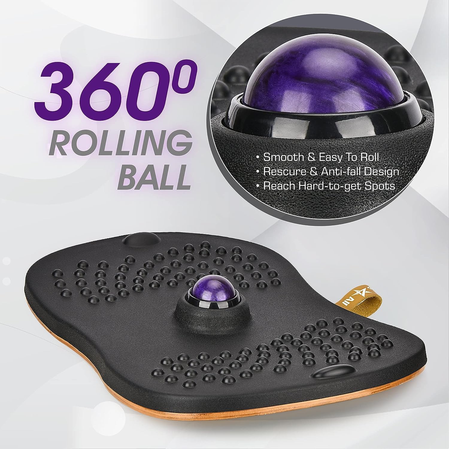 Yes4All Wobble Balance Board for Standing Desk - Anti-Fatigue Office Foam Pad with Massage Ball | Standing Desk Accessories, Rocker Board for Home & Office | Improve Posture & Reduce Back Pain While Working