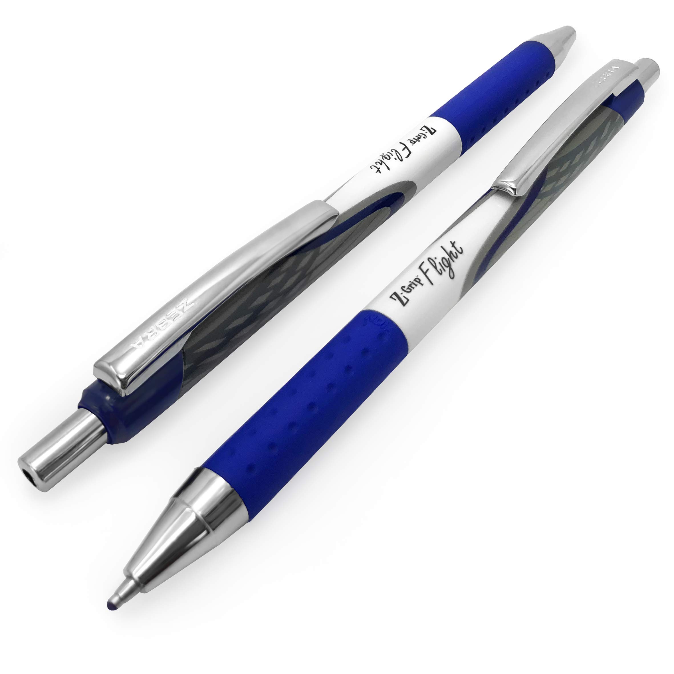 Zebra Classic Z-Grip Flight Ballpoint Pens - 1.2mm Medium Point - Smooth Blue Ink - 6 Pack for Office, School & Everyday Writing