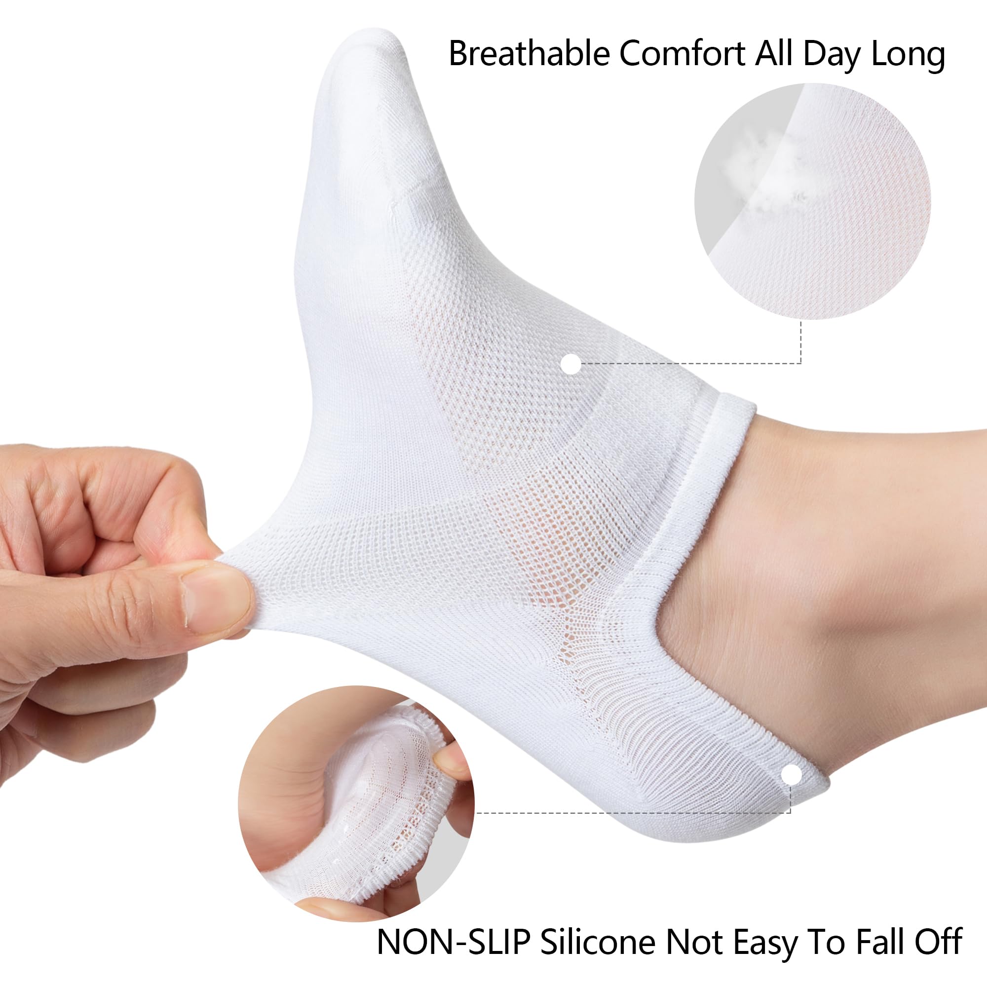 No Show Socks for Women - 8 Pairs Non Slip Invisible Running Socks for Workout & Casual Wear