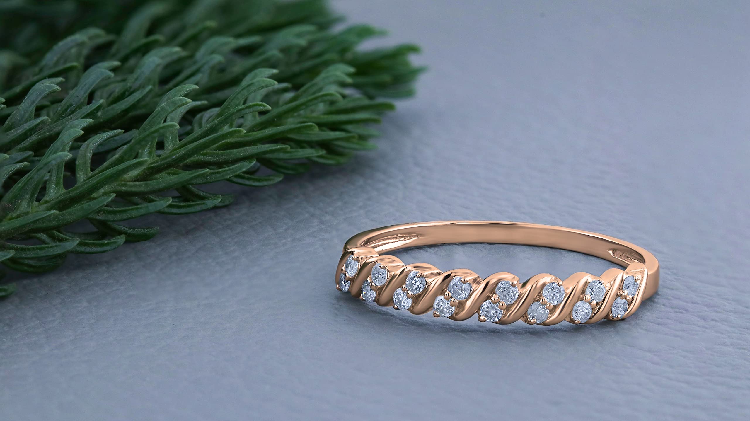 10K Gold Wave Stackable Wedding Band for Women - DazzlingRock Collection