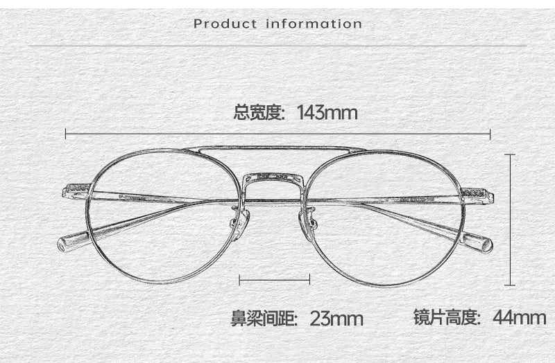 Unisex Black Titanium Full Rim Round Double Bridge Eyeglasses N020 - Stylish & Durable for Work, Reading & Fashion